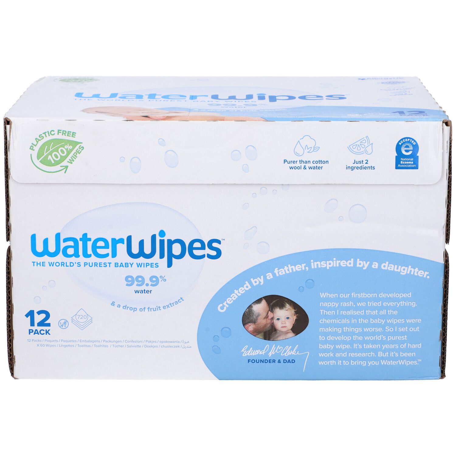 WaterWipes Original Salviette per Bambini 12 x 60 Salviette