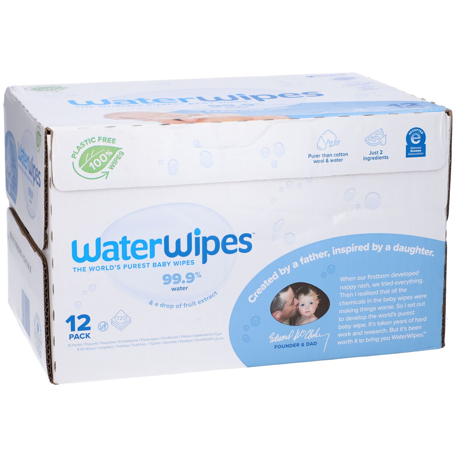 WaterWipes Original Salviette per Bambini 12 x 60 Salviette