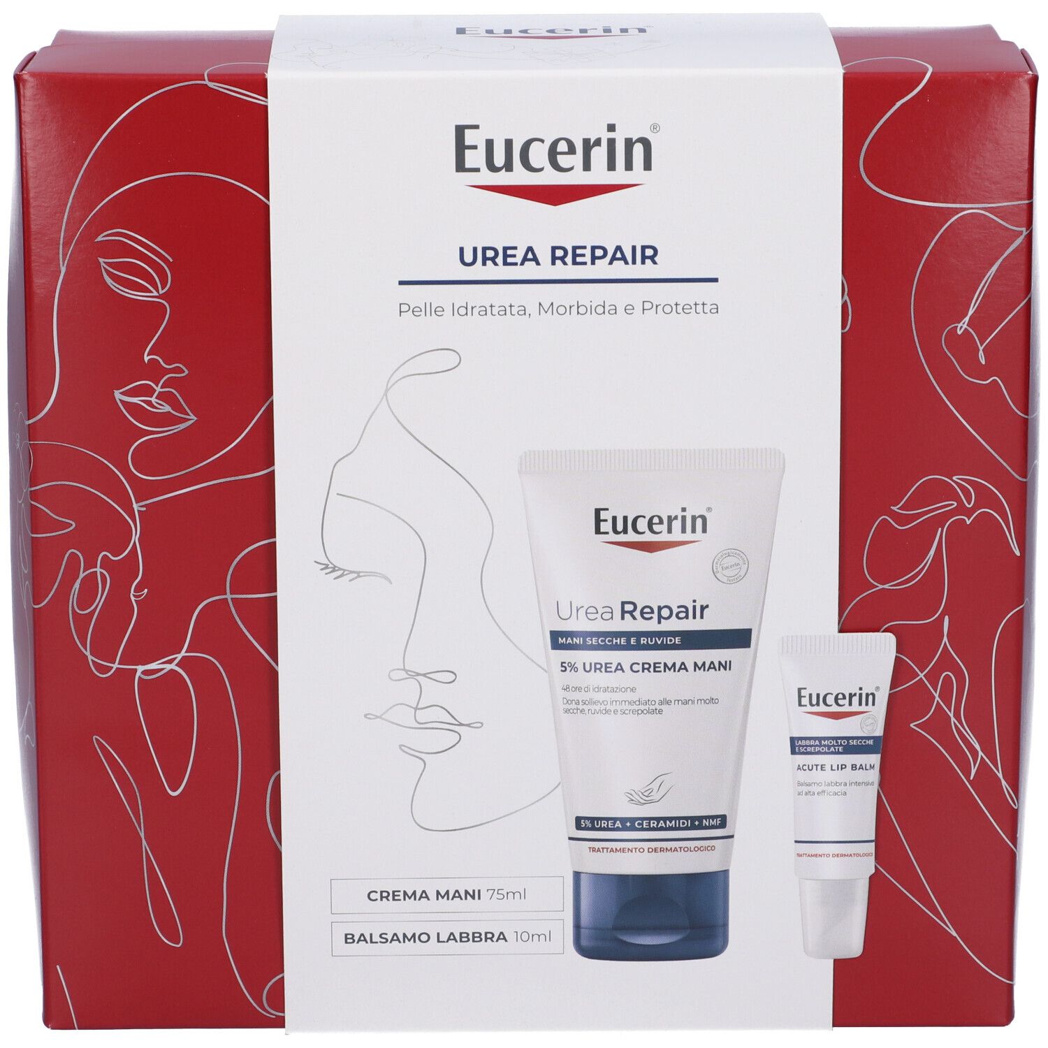 Eucerin Set Crema Rigenerante Mani 5% Urea + Acute Balsamo Labbra
