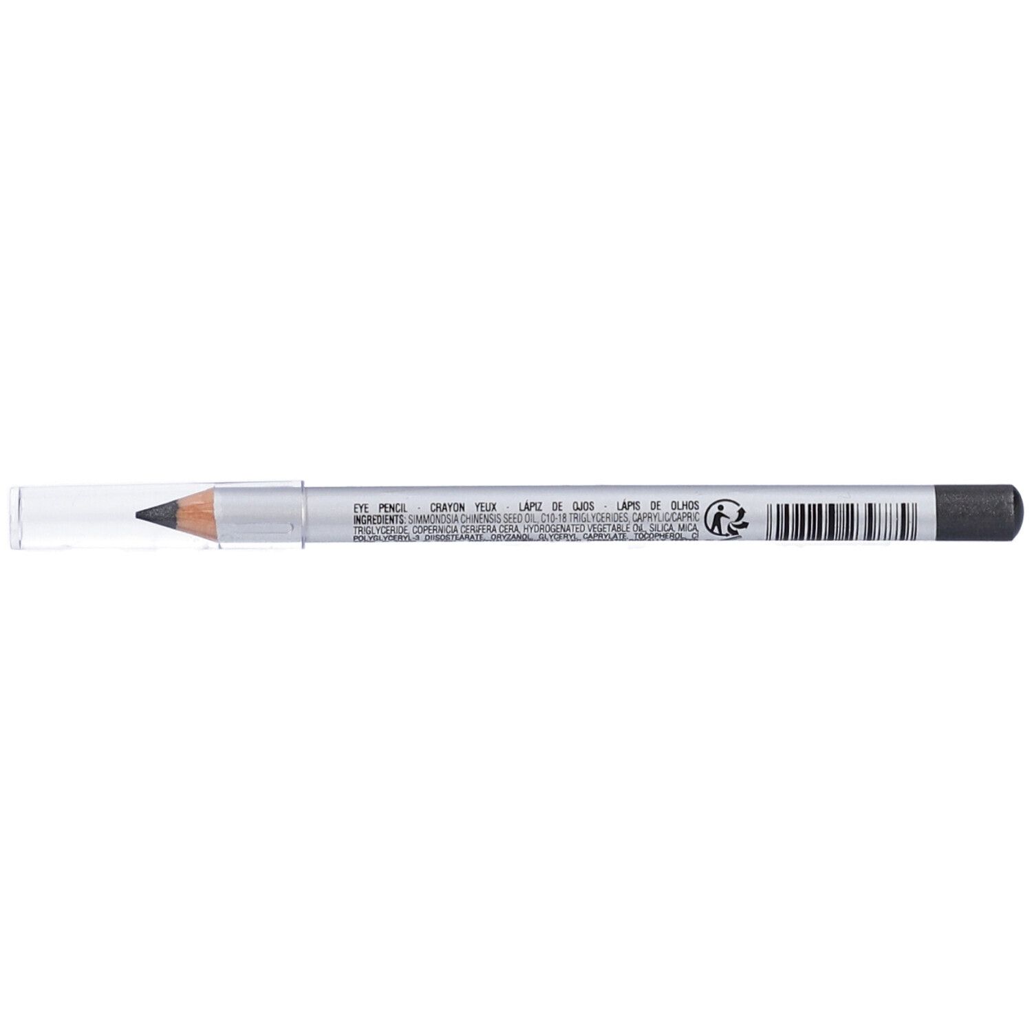 Matita occhi LOVREN grigia con cappuccio trasparente. Scritta: EYE PENCIL. Altre righe di testo con ingredienti.