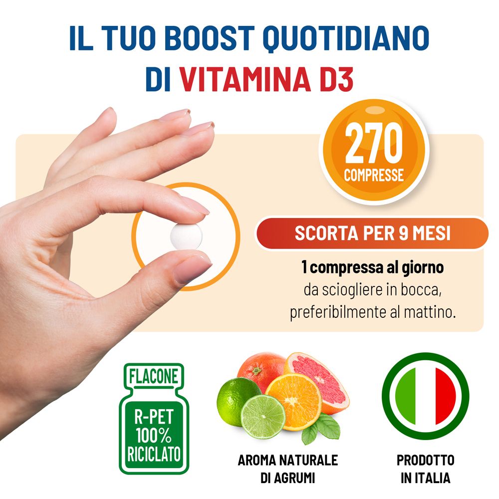 Equilibra Vitamina D3 compresse, 270 pezzi per 9 mesi.