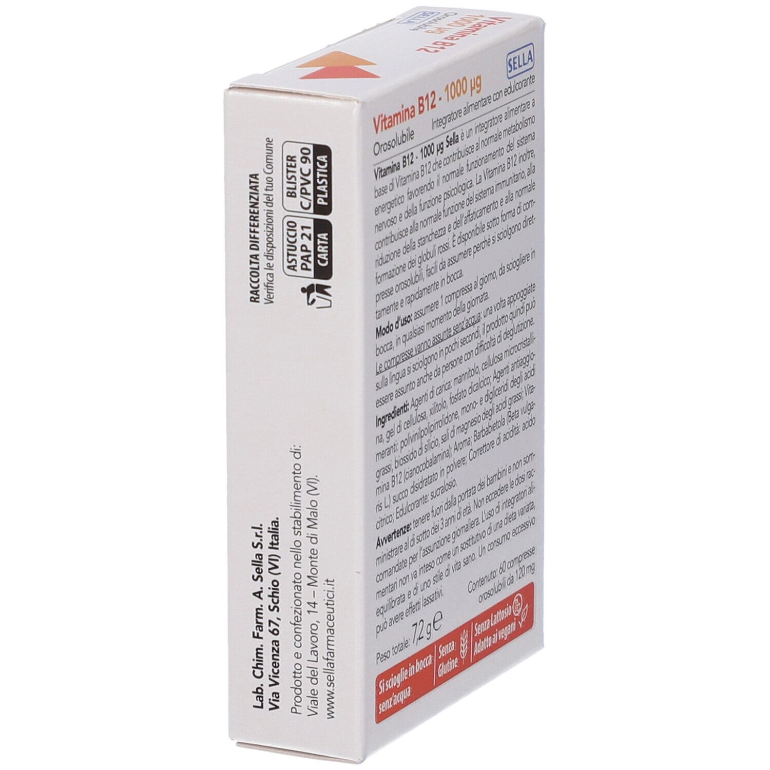 Sella Vitamina B12 1000mcg Compresse Orosolubili