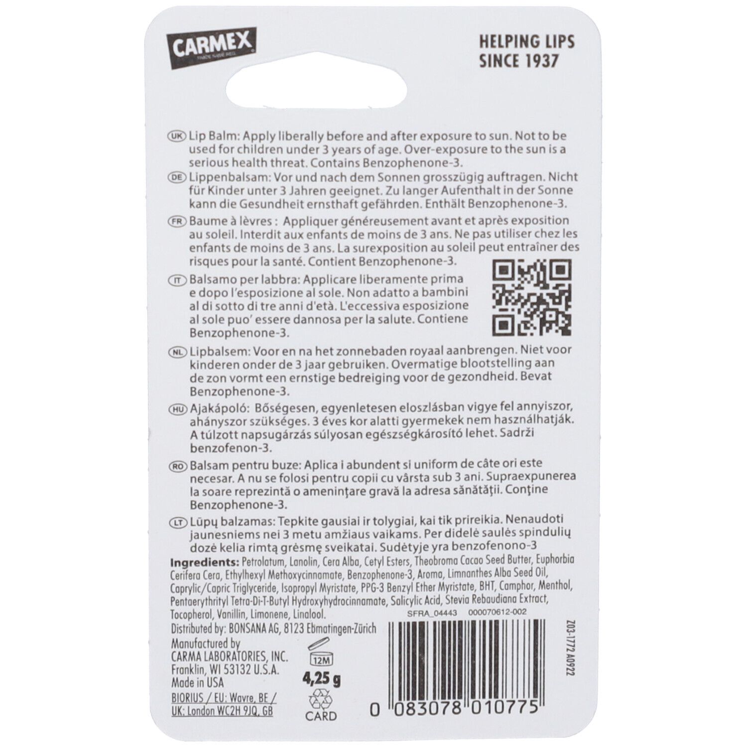 Carmex Balsamo Labbra Melograno SPF15