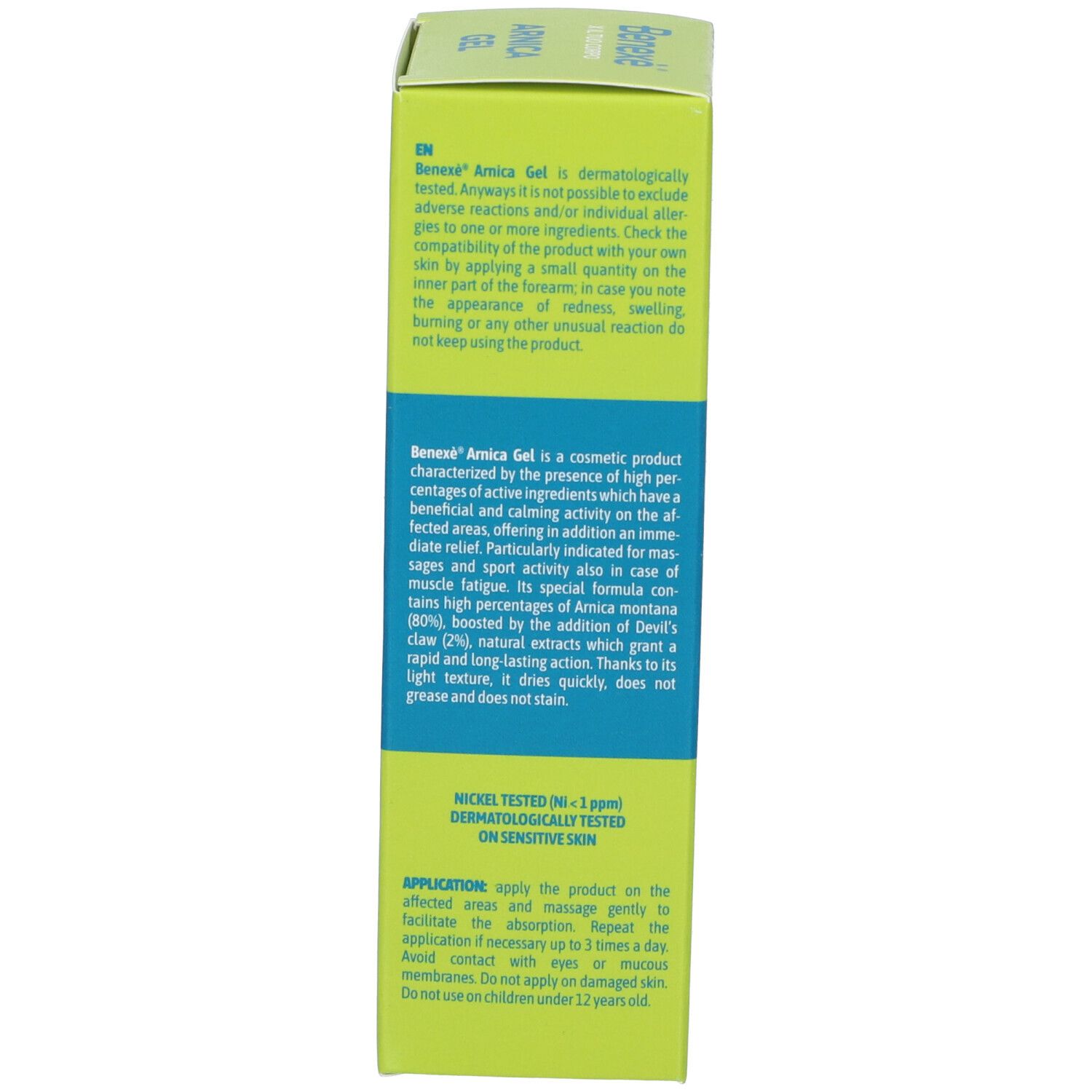 Retro della scatola. Testo in inglese. Contiene informazioni sull'uso e istruzioni.