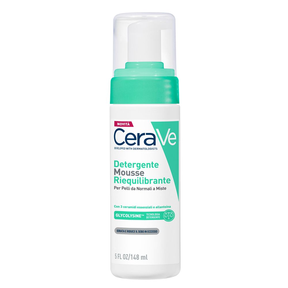 CeraVe Mousse Detergente Riequilibrante, Per Pelli Sensibili da Normali a Miste, 148ml