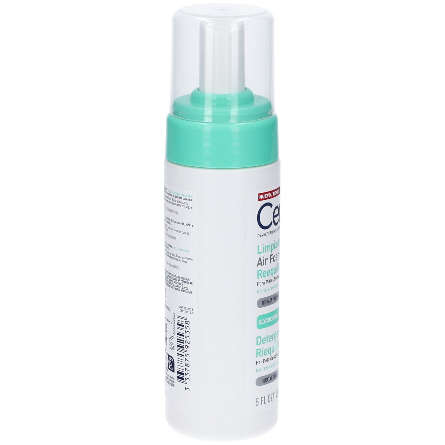 CeraVe Limpiador Air Foam. Flacone. Testo.