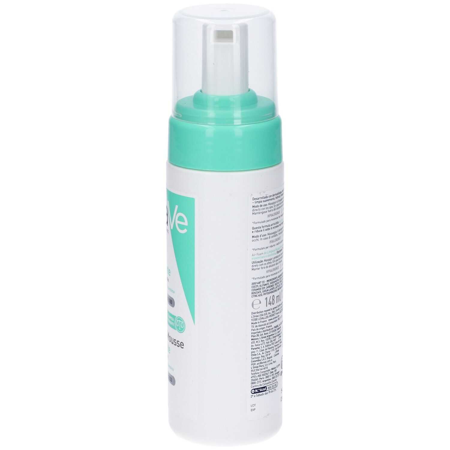 CeraVe Limpiador Air Foam. Flacone. Testo.
