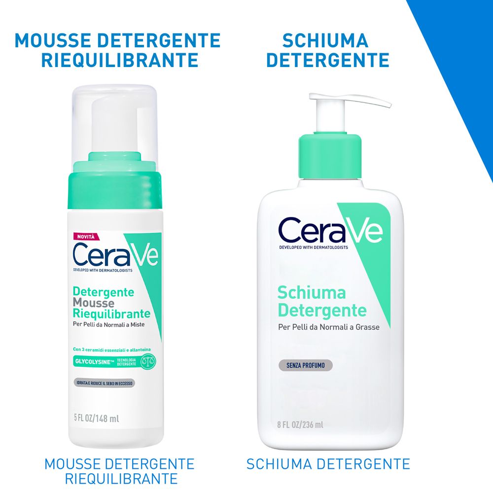 Confronto tra due prodotti CeraVe. Testo.