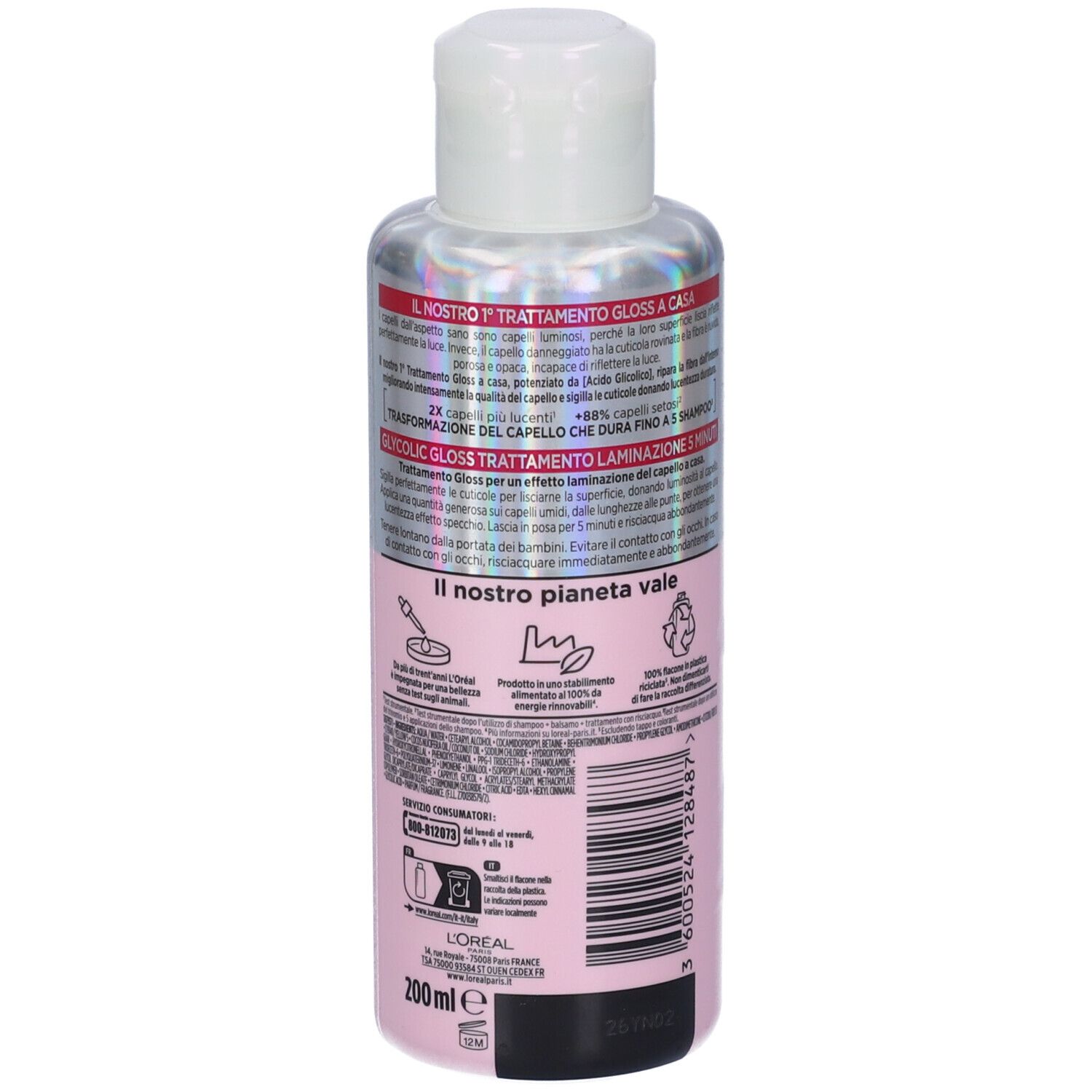 L´Oreal Elvive Glycolic Gloss Trattamento Laminazione 5 Minuti per Capelli Spenti