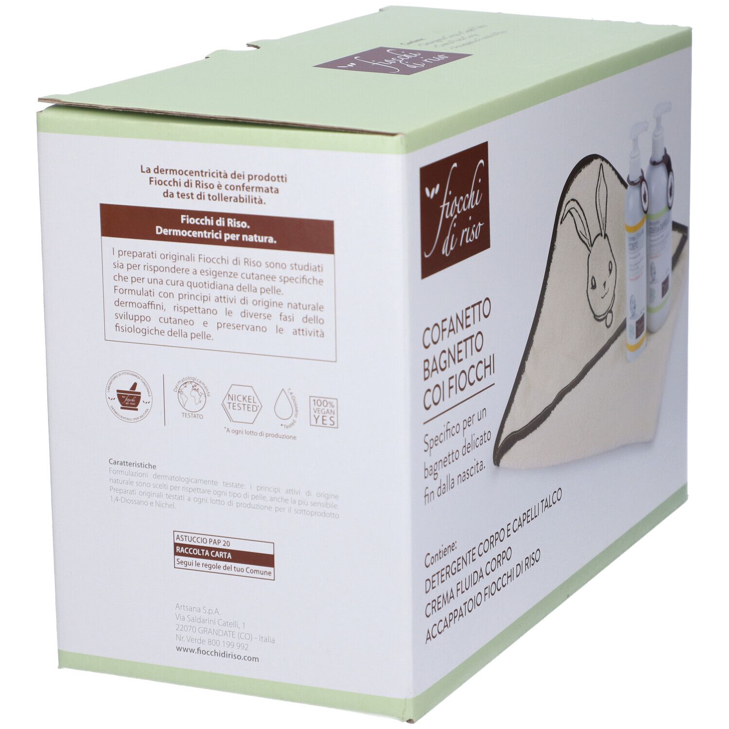 Fiocchi Di Riso Cofanetto Bagnetto Crema Fluida Corpo + Detergente Corpo e Capelli Talco + Accappatoio