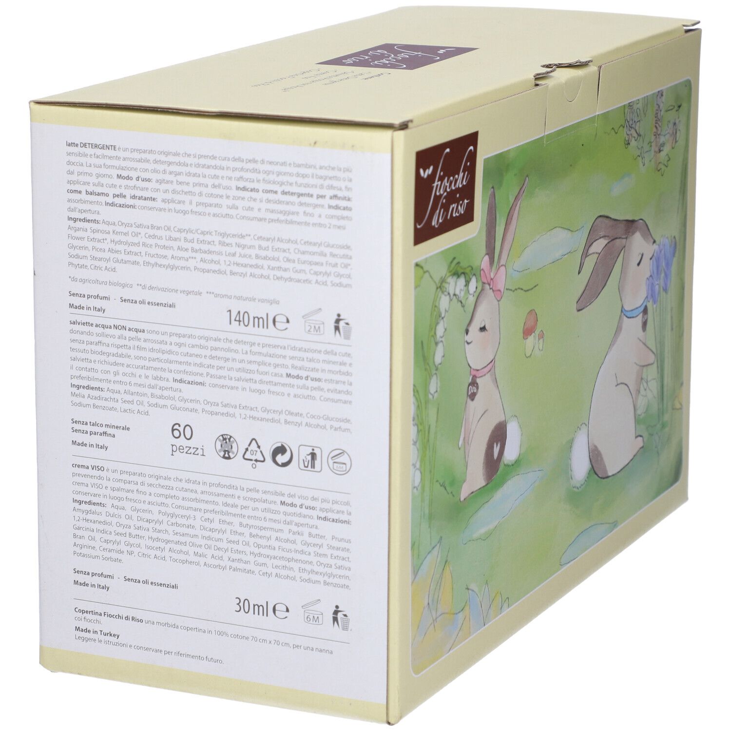 Fiocchi Di Riso Cofanetto Relax Latte Detergente + Crema Viso Protettiva + Salviette Detergenti + Copertina