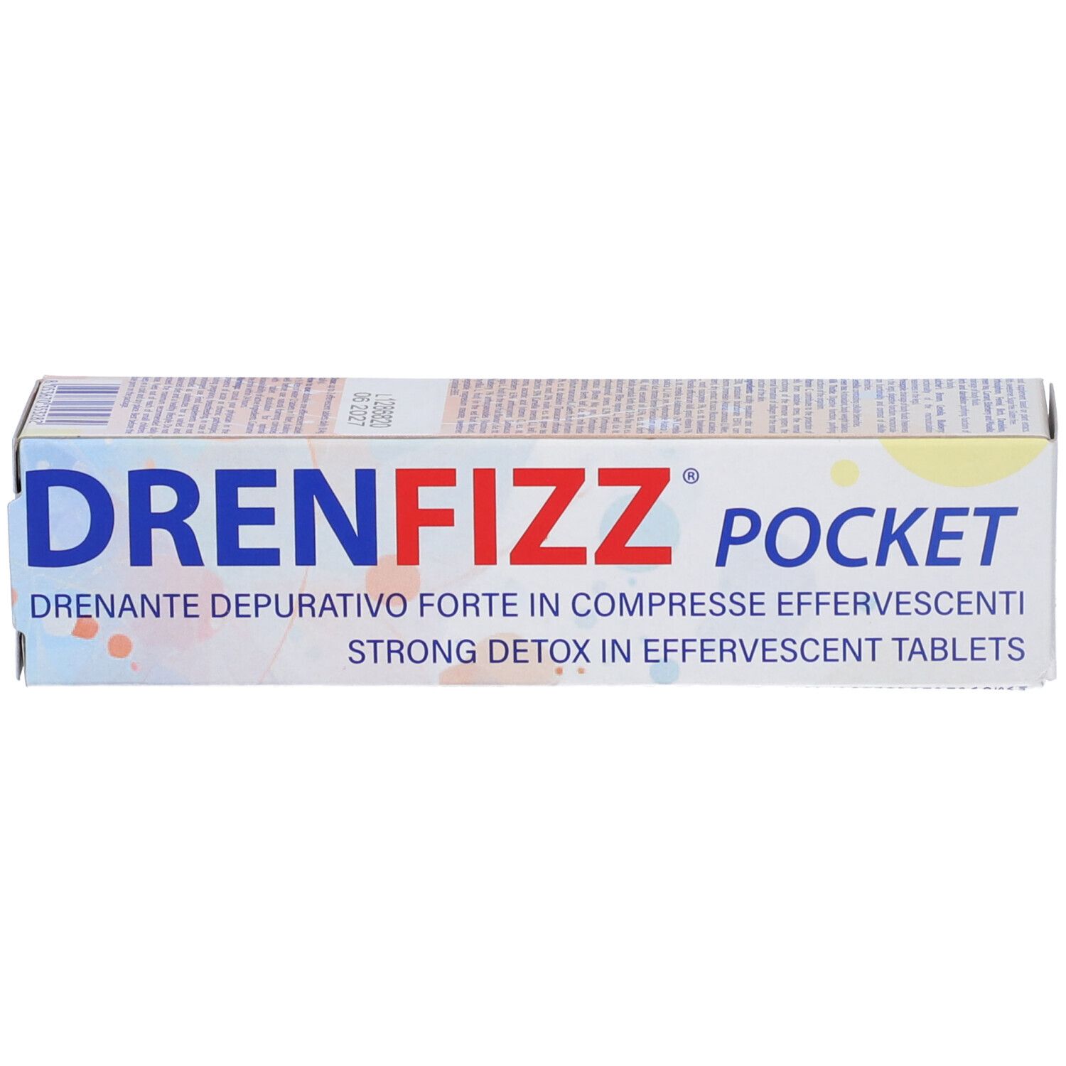 Scatola 'DRENFIZZ POCKET'. Testo: 'Drenante depurativo forte in compresse effervescenti'.