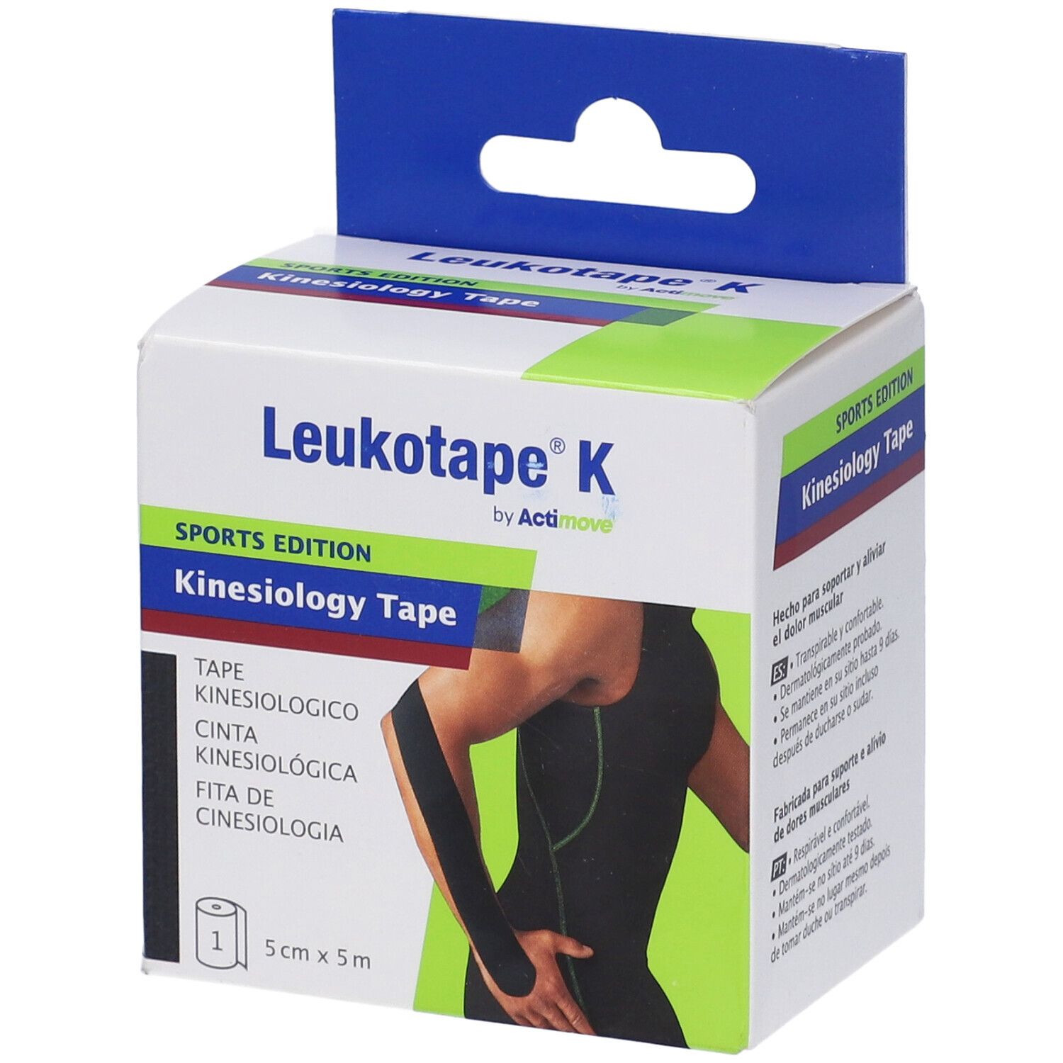Benda Adesiva Actimove Leukotape K Taping Fisioterapico Larghezza 5 Cm Lunghezza 5 M Colore Nero In Rotolo