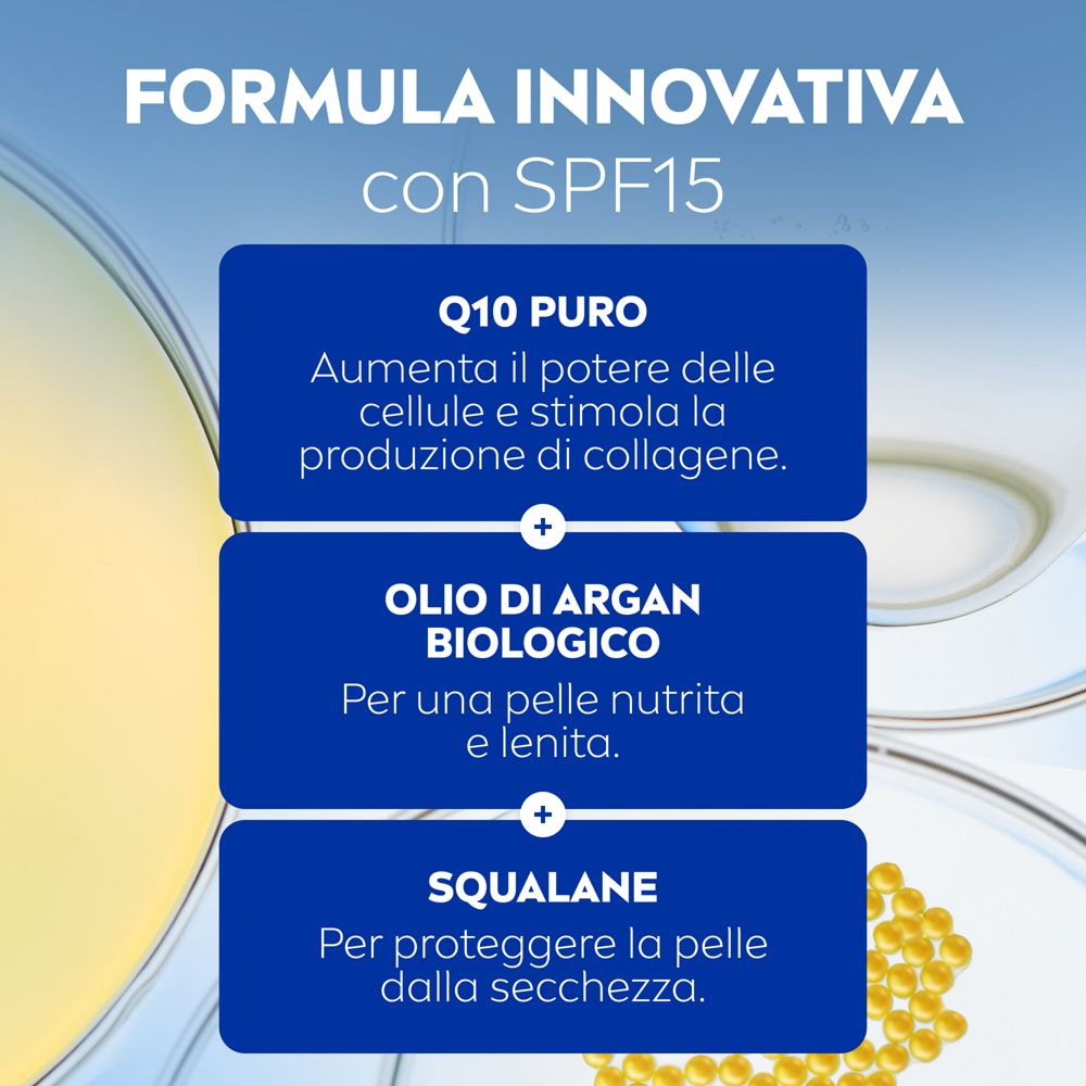 Nivea Q10 Anti-Rughe Extra Nutriente Crema Giorno Riparatrice SPF 15 50 ml, Crema viso antirughe