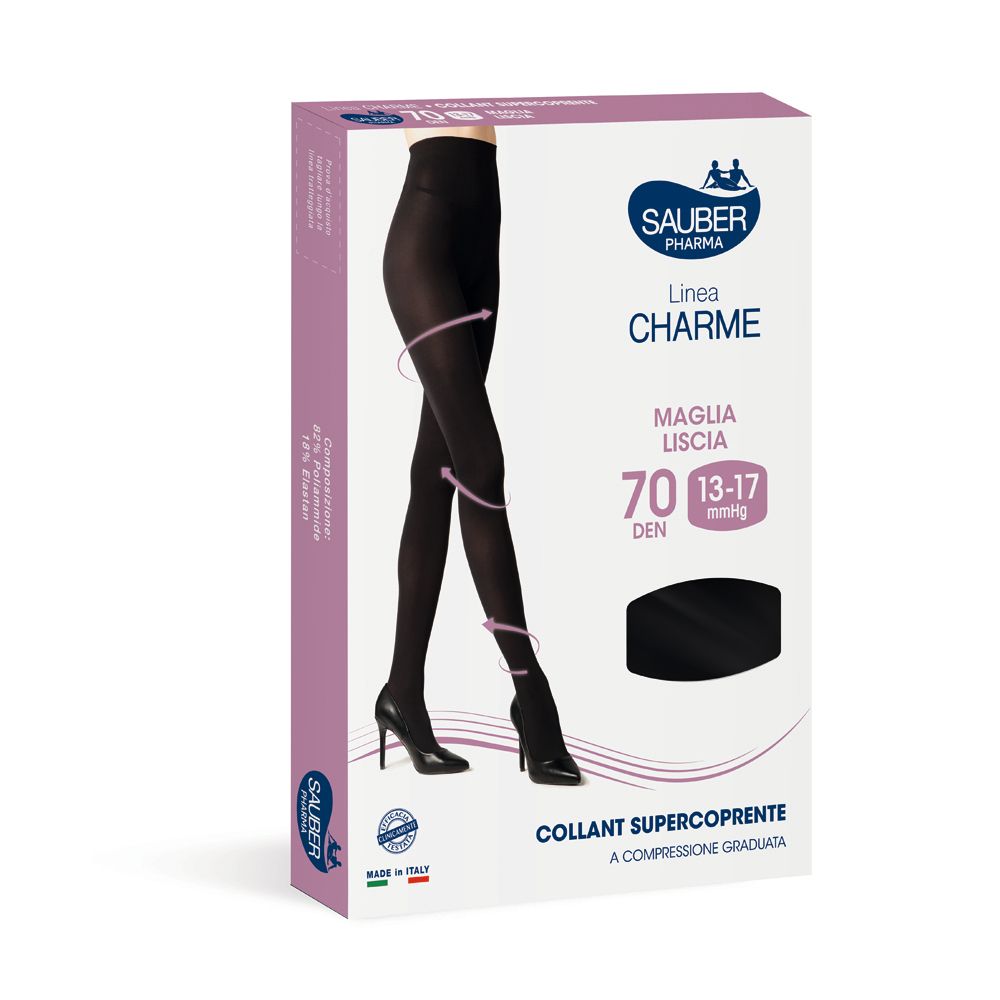 Sauber Pharma Collant Charme Supercoprente 70 Denari Colore Nero Taglia 2 + SAUBER SYSTEM VEN GEL 125 ML