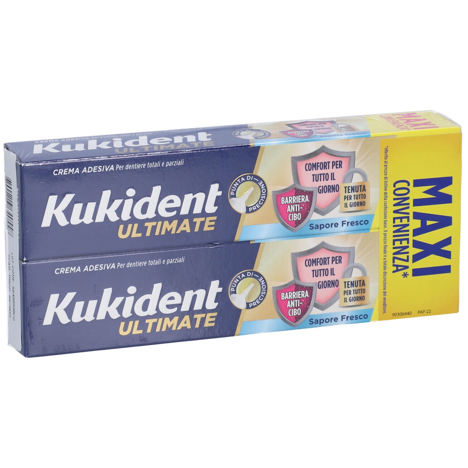 Kukident Ultimate Barriera Anti-cibo Crema Adesiva Sapore Fresco Bi-Pack