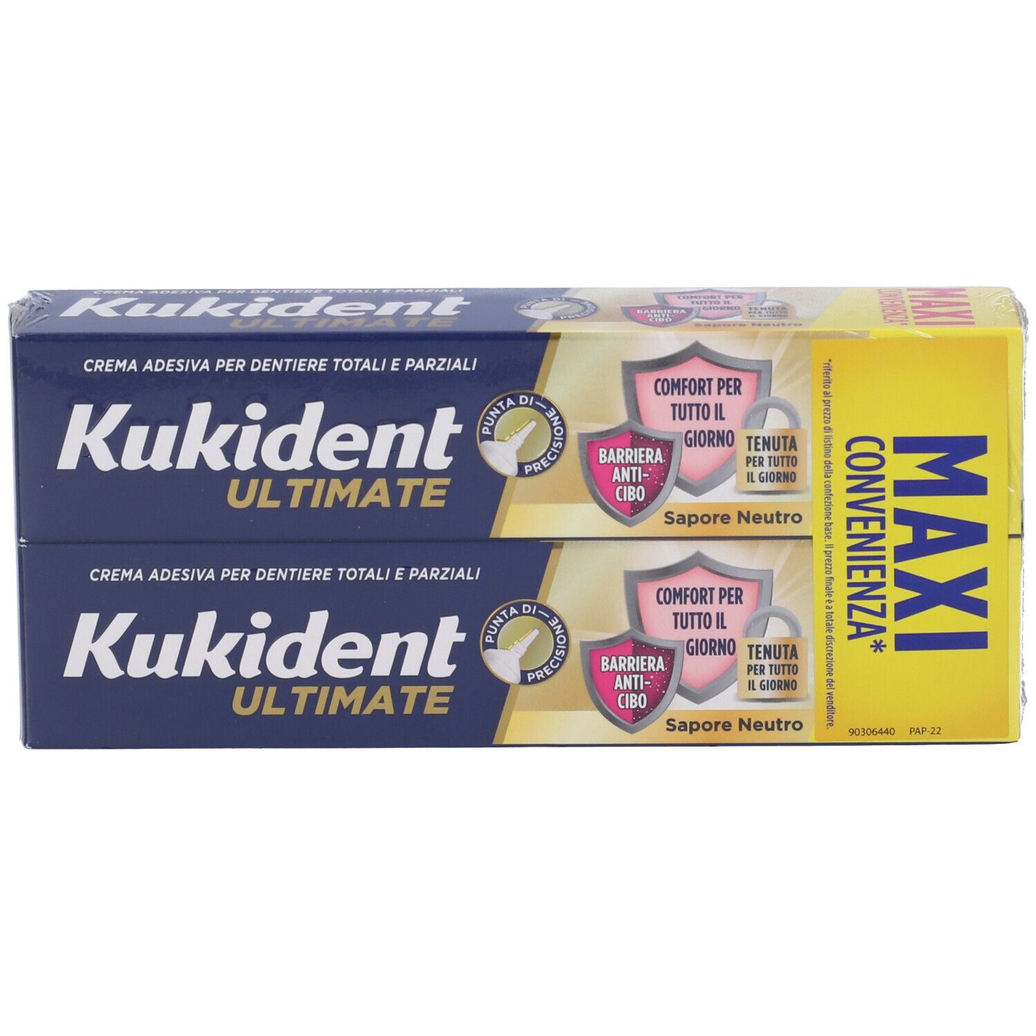 Kukident Ultimate Crema Adesiva Protesi Dentali Gusto Neutro Double Pack