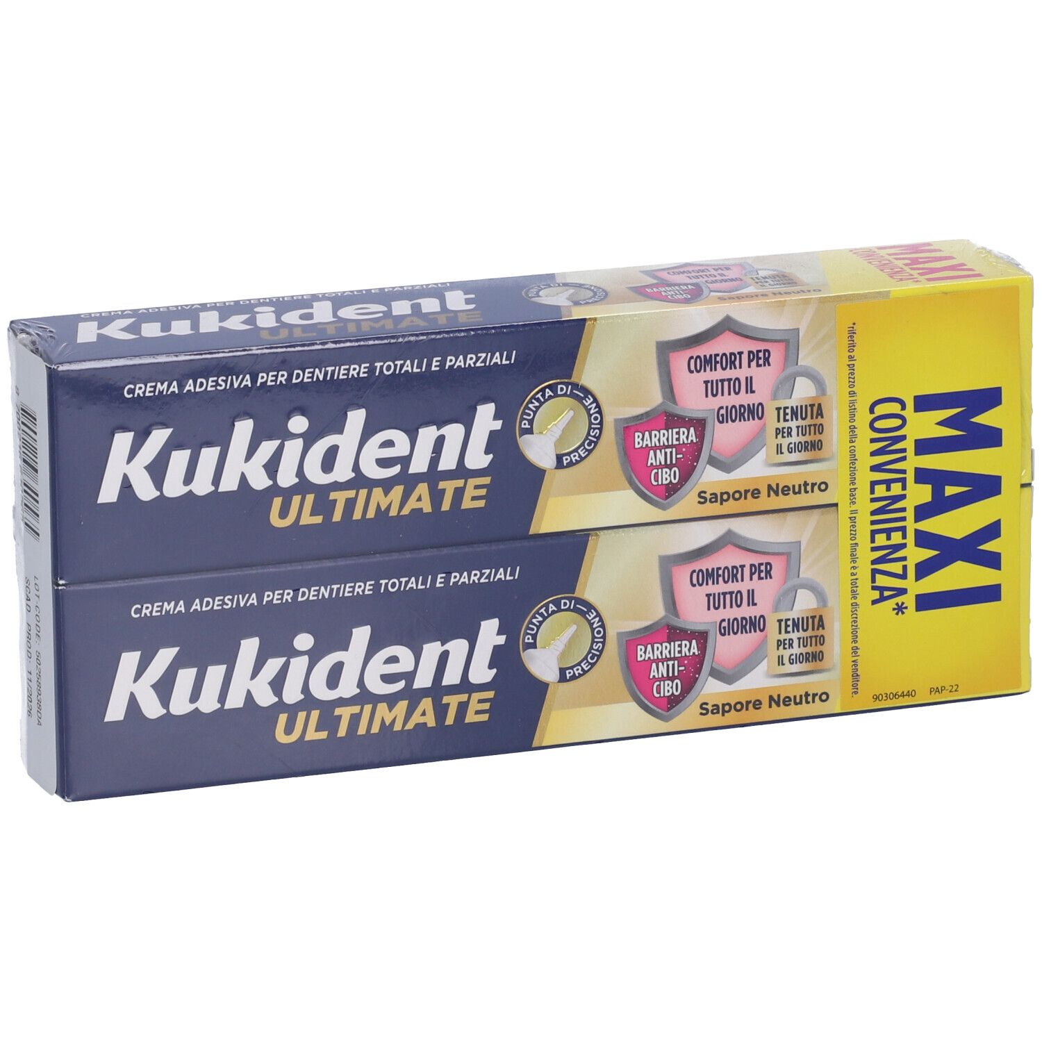 Kukident Ultimate Crema Adesiva Protesi Dentali Gusto Neutro Double Pack