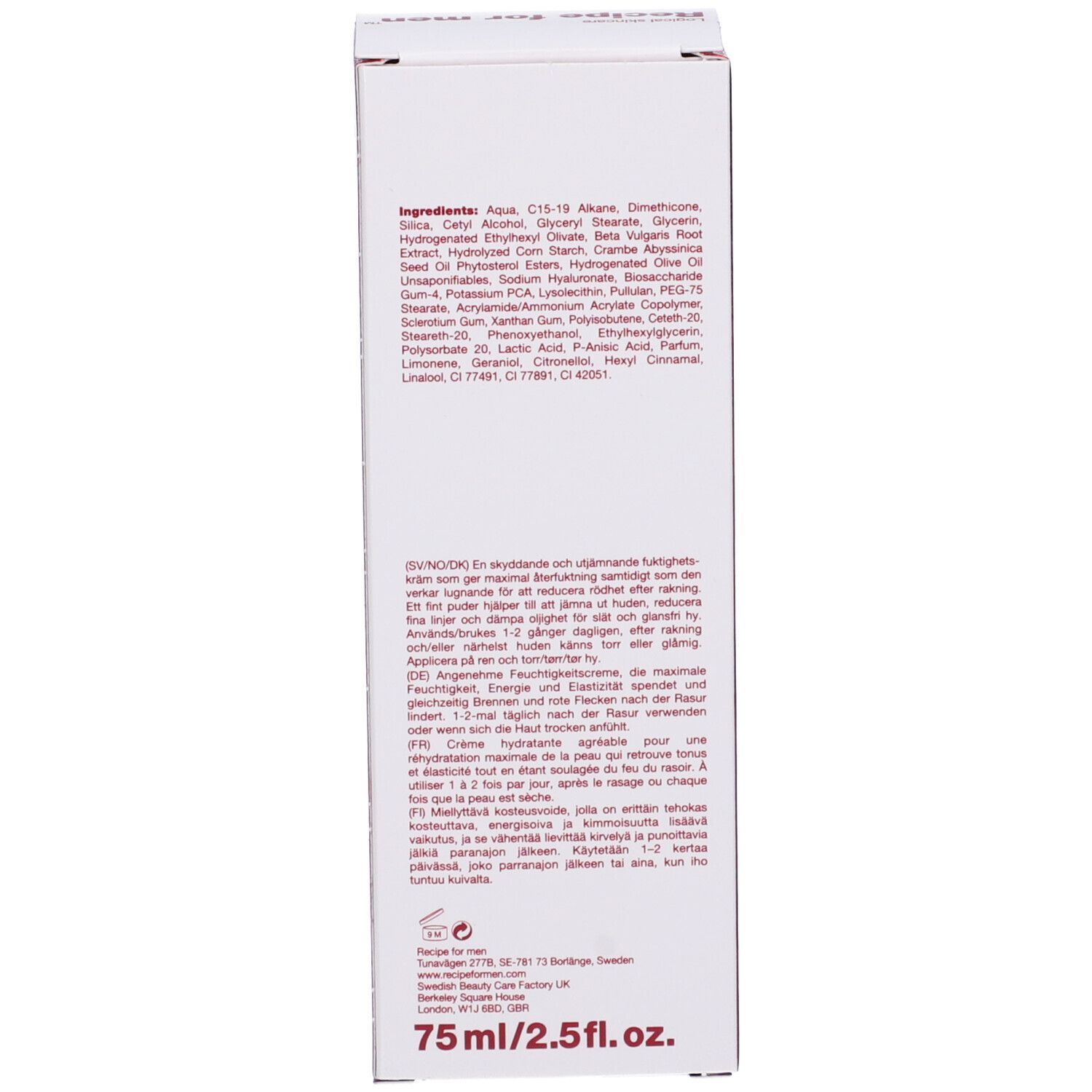 Recipe For Men Idratante Viso