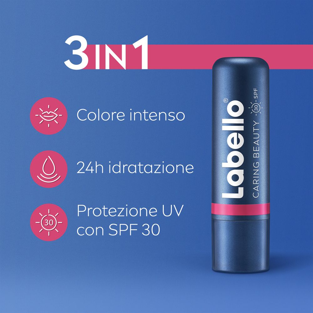 Labello Caring Beauty Lip & Cheek Pink SPF30 4.8 g, Burrocacao labbra e guance colorato rosa