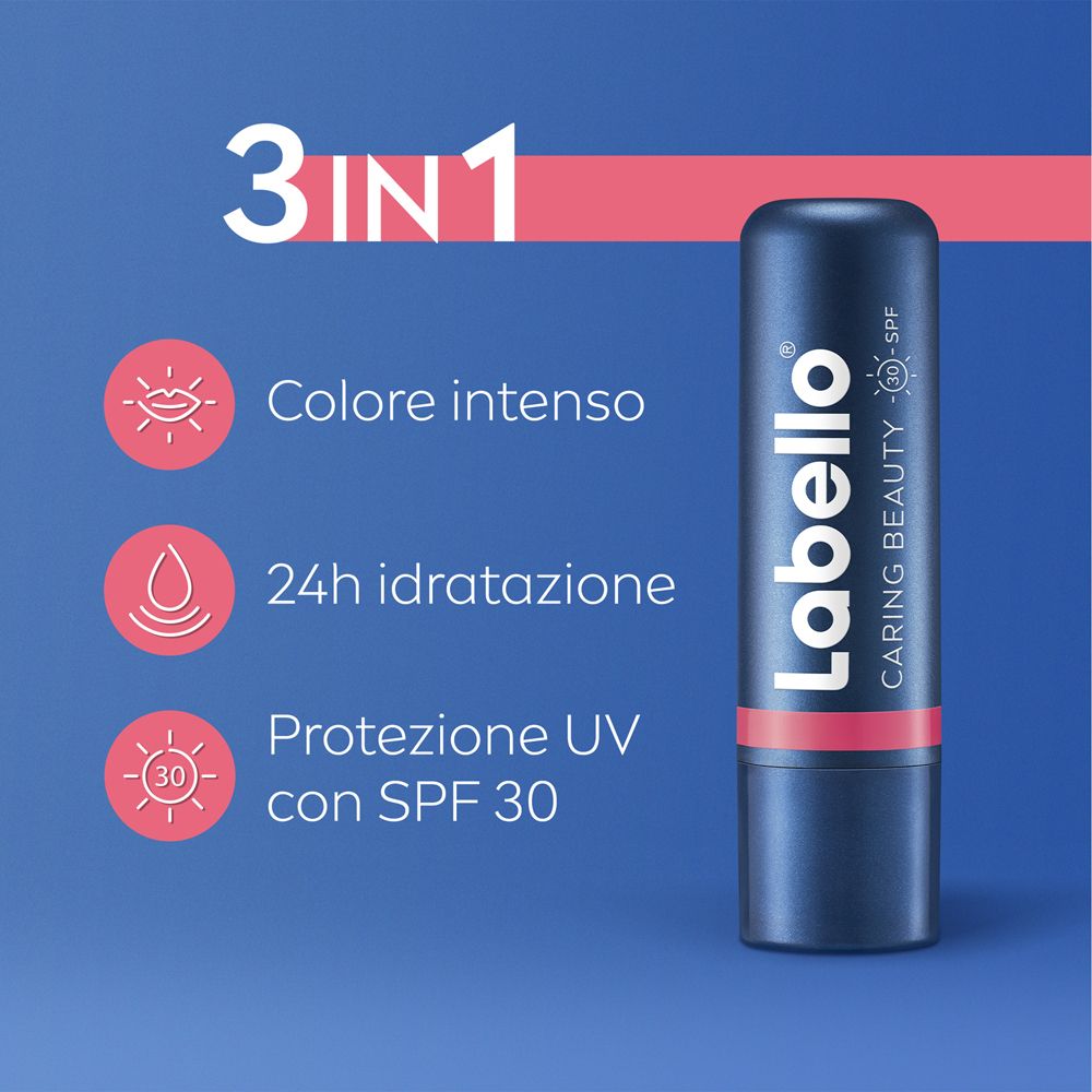 Labello Caring Beauty Lip & Cheek Nude Pink SPF30 4.8 g, Burrocacao labbra e guance colorato rosa