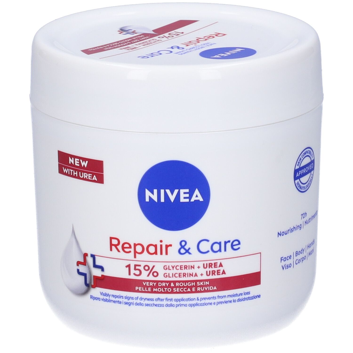 Nivea Crema Corpo Repair & Care Urea 400 ml, Crema multiuso idratante per pelle molto secca e ruvida