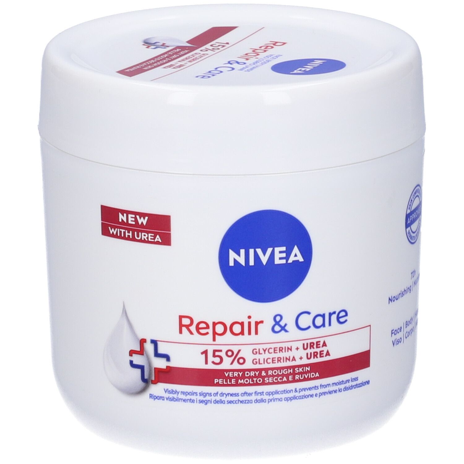 Nivea Crema Corpo Repair & Care Urea 400 ml, Crema multiuso idratante per pelle molto secca e ruvida