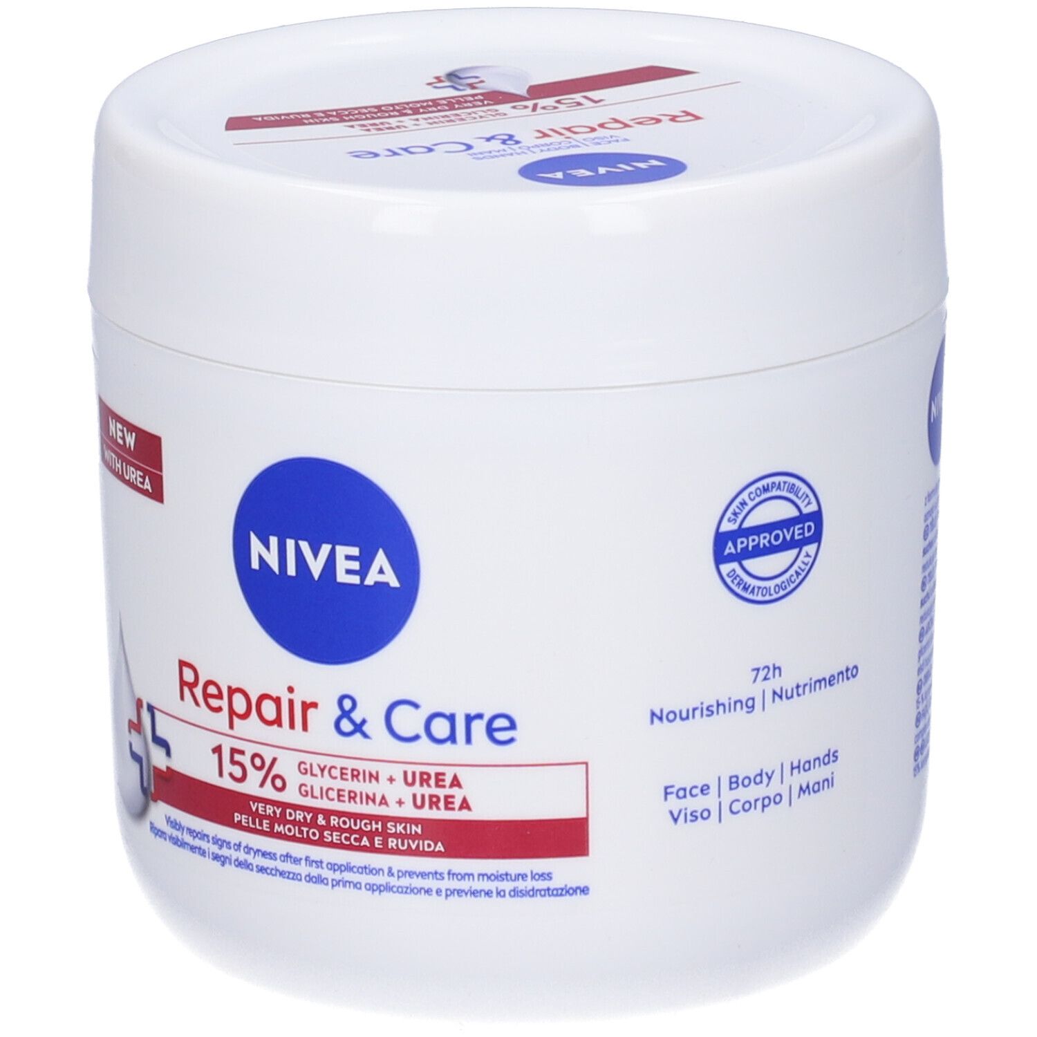 Nivea Crema Corpo Repair & Care Urea 400 ml, Crema multiuso idratante per pelle molto secca e ruvida