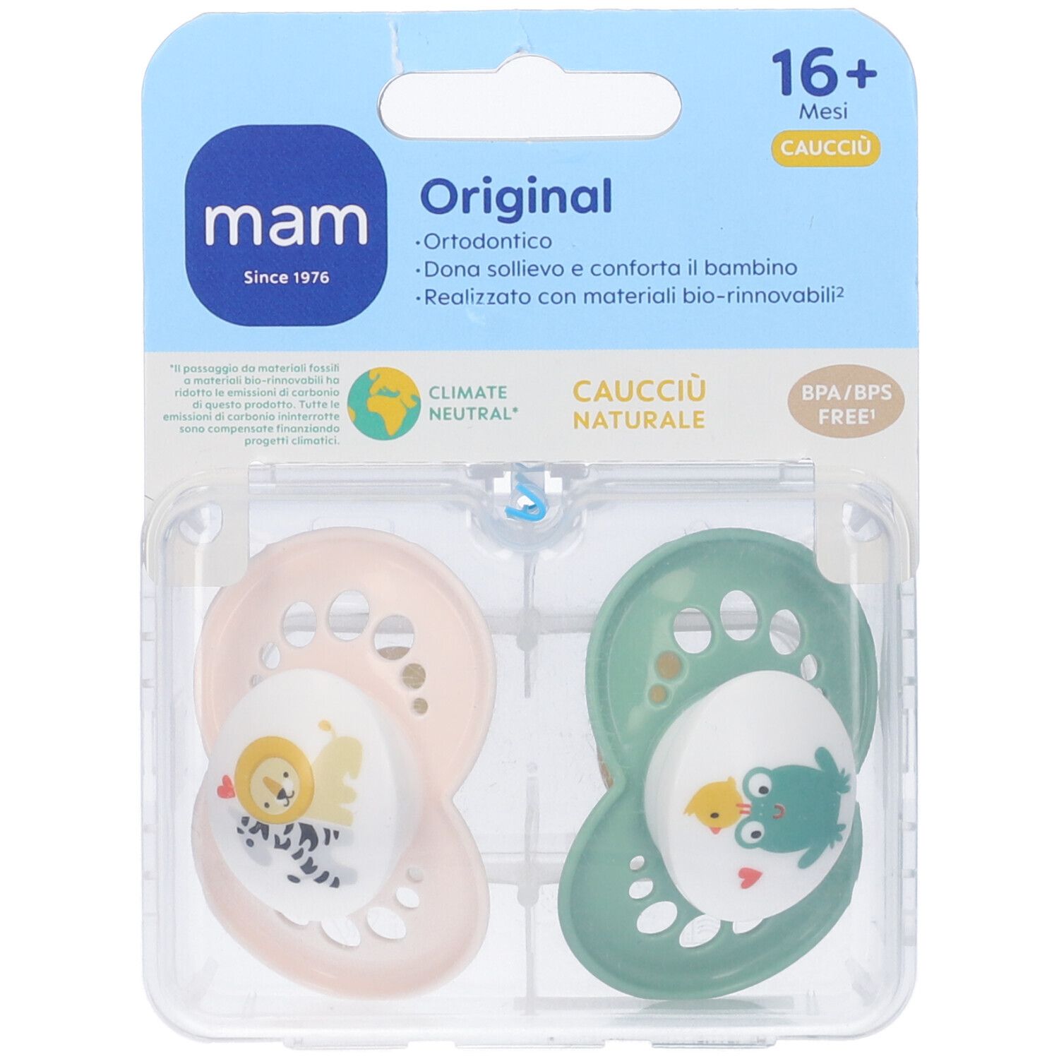 Mam Succhietto Original 16+ Bio-Circolare Caucciu Confezione Doppia Neutro