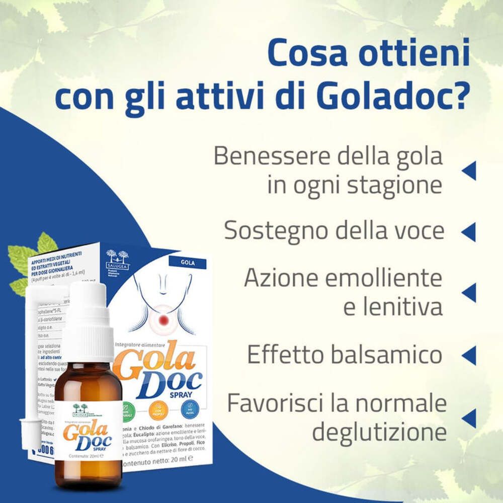 Goladoc Salugea - Spray Gola Naturale, con Propoli, senza Alcool