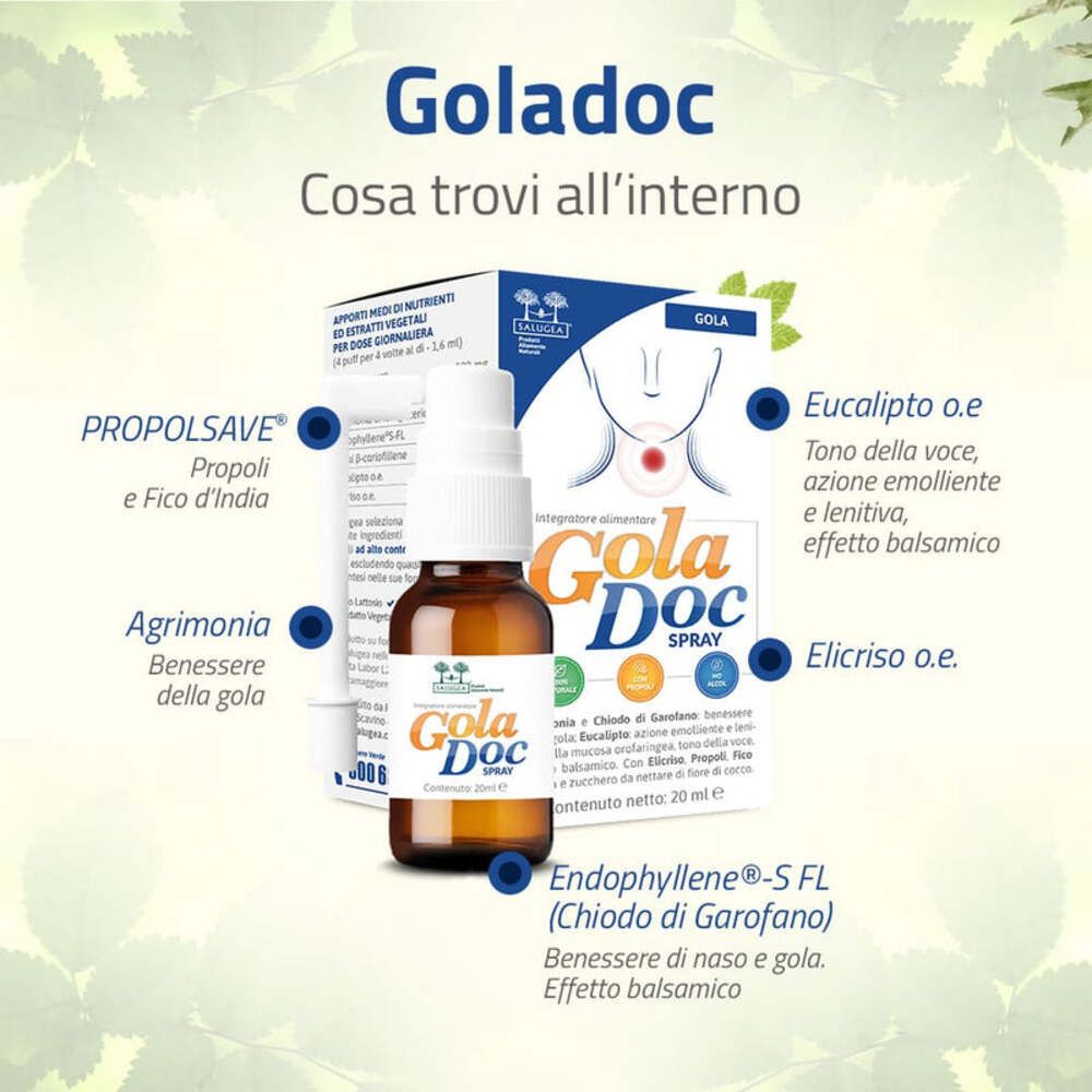 Goladoc Salugea - Spray Gola Naturale, con Propoli, senza Alcool
