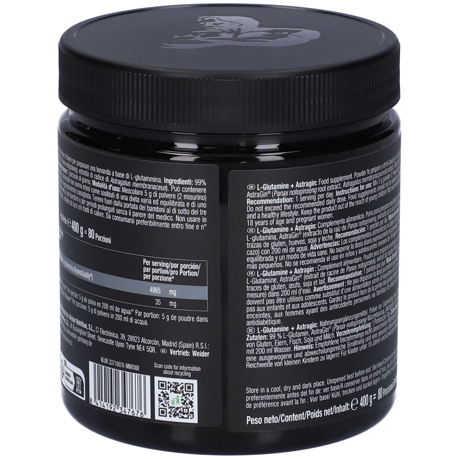 Weider Premium L-Glutamina + AstraGin Neutral Polvere