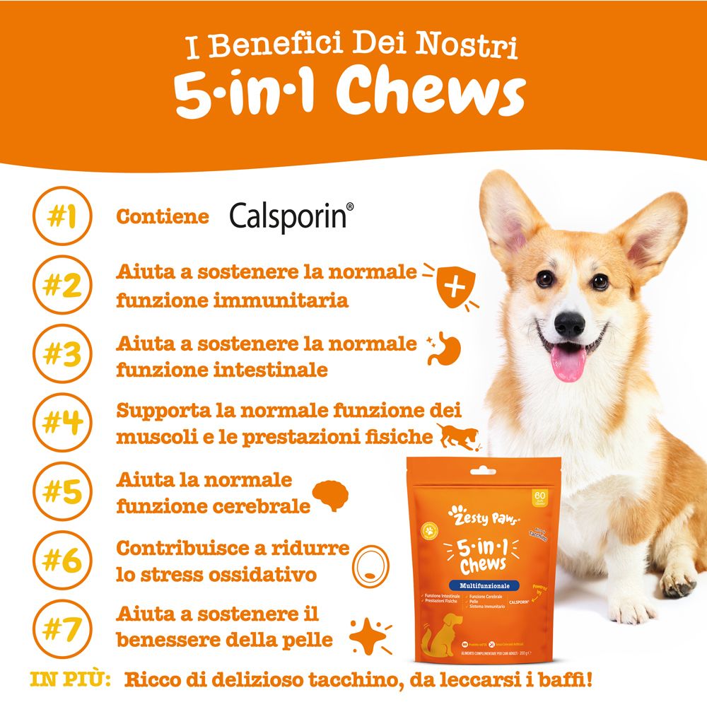 Zesty Paws® 5 in 1 Chews integratore Multifunzionale