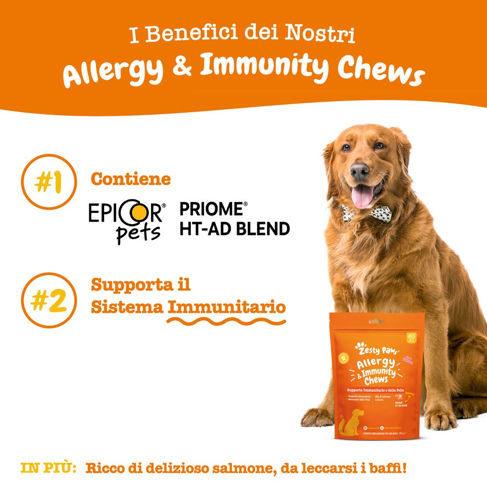 Zesty Paws® Allergy & Immunity Chews Integratore Supporto immunitario e della pelle