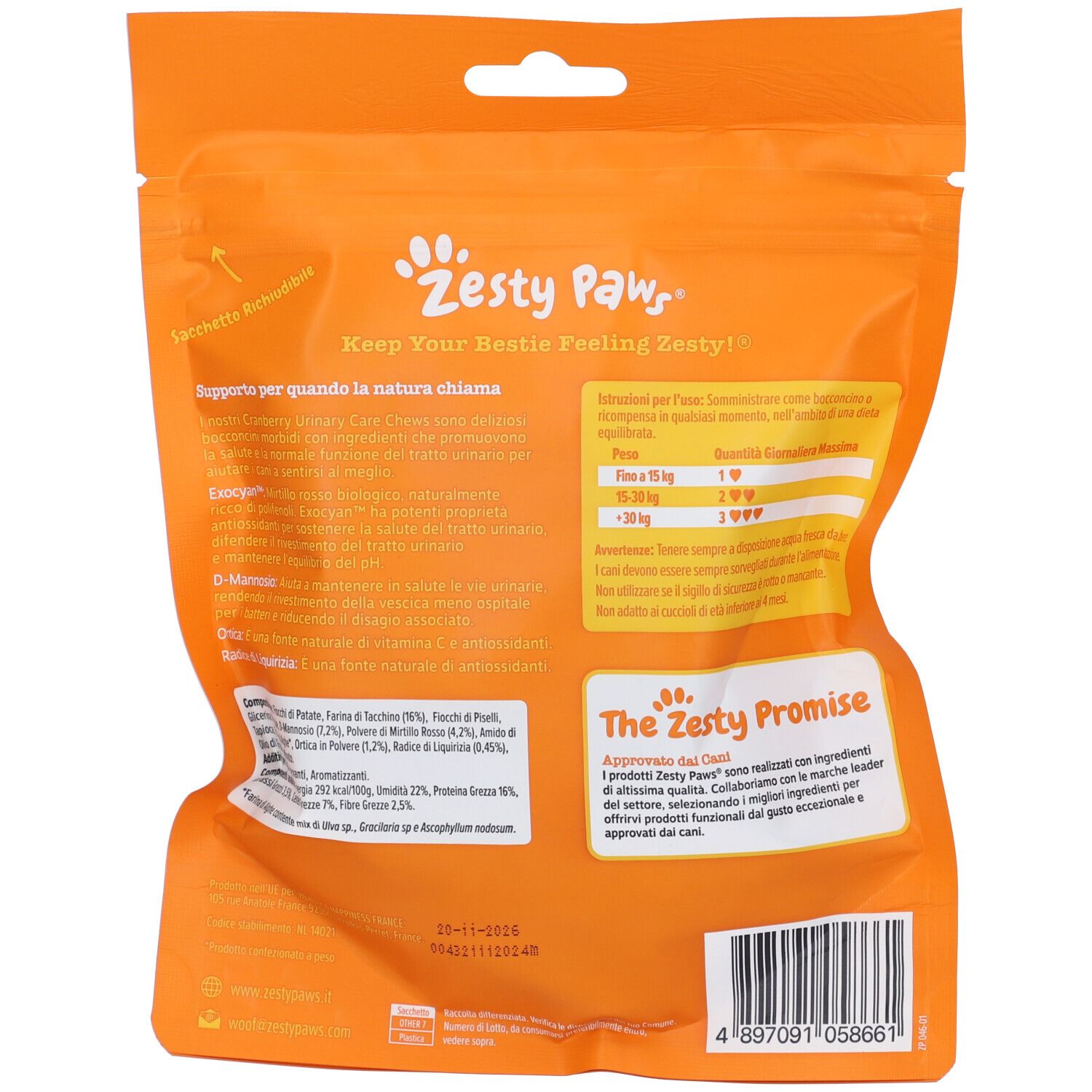 Zesty Paws® Cranberry Urinary Support Integratore Supporto delle vie urinarie