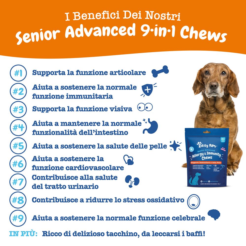 Zesty Paws® Senior Advanced  9 in 1 Chews Integratore Multifunzionale
