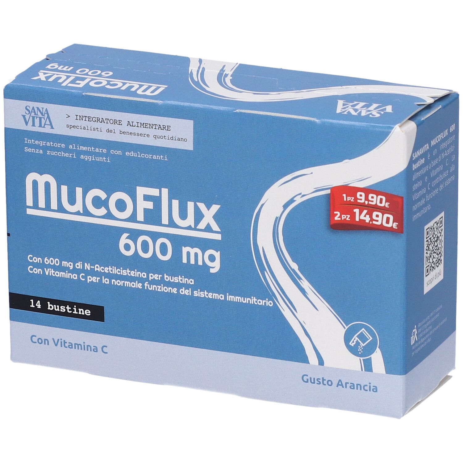 SanaVita MucoFlux 600mg Bustine gusto Arancia