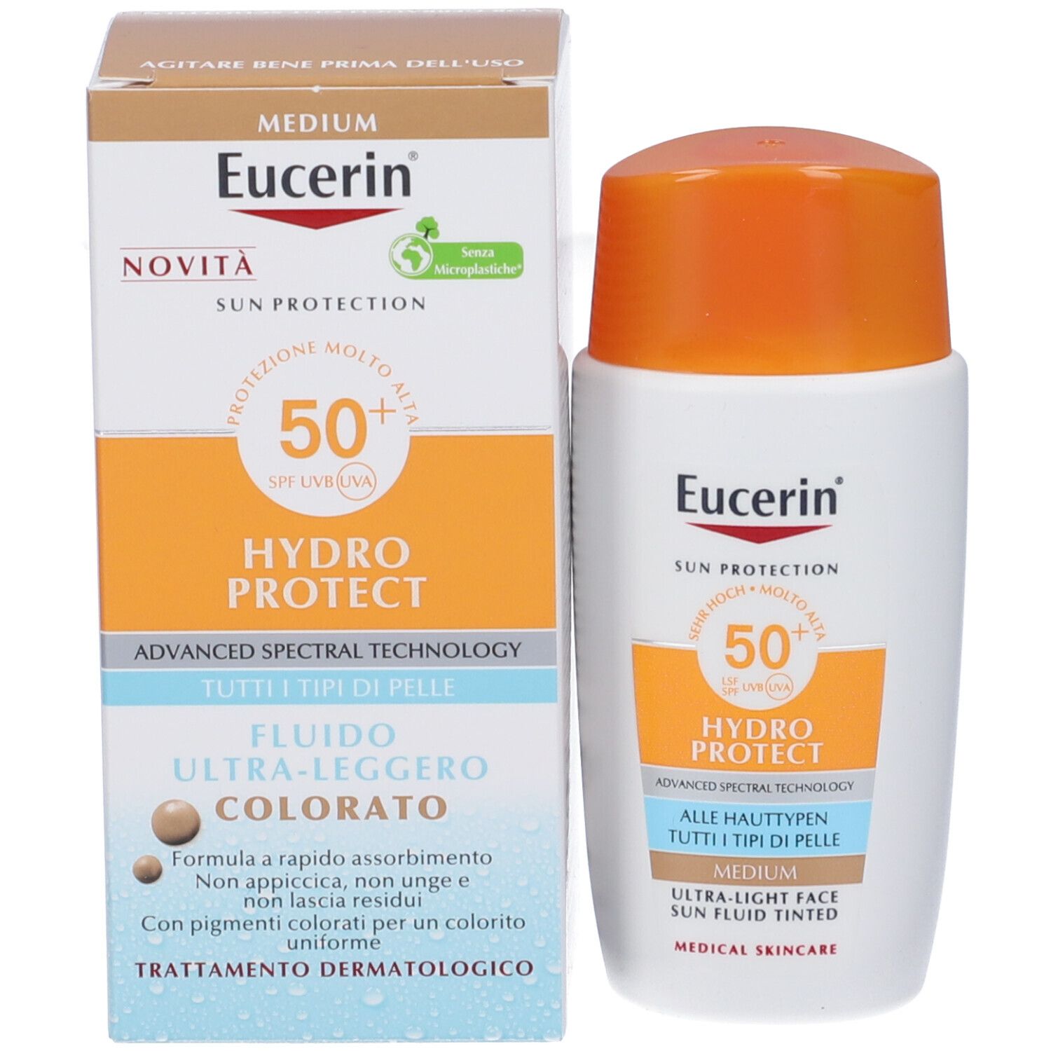 Eucerin Hydro Protect Fluido Ultra-Leggero Colorato SPF50+ Tonalità Media - risparmia il 10% con il codice: eucerin10