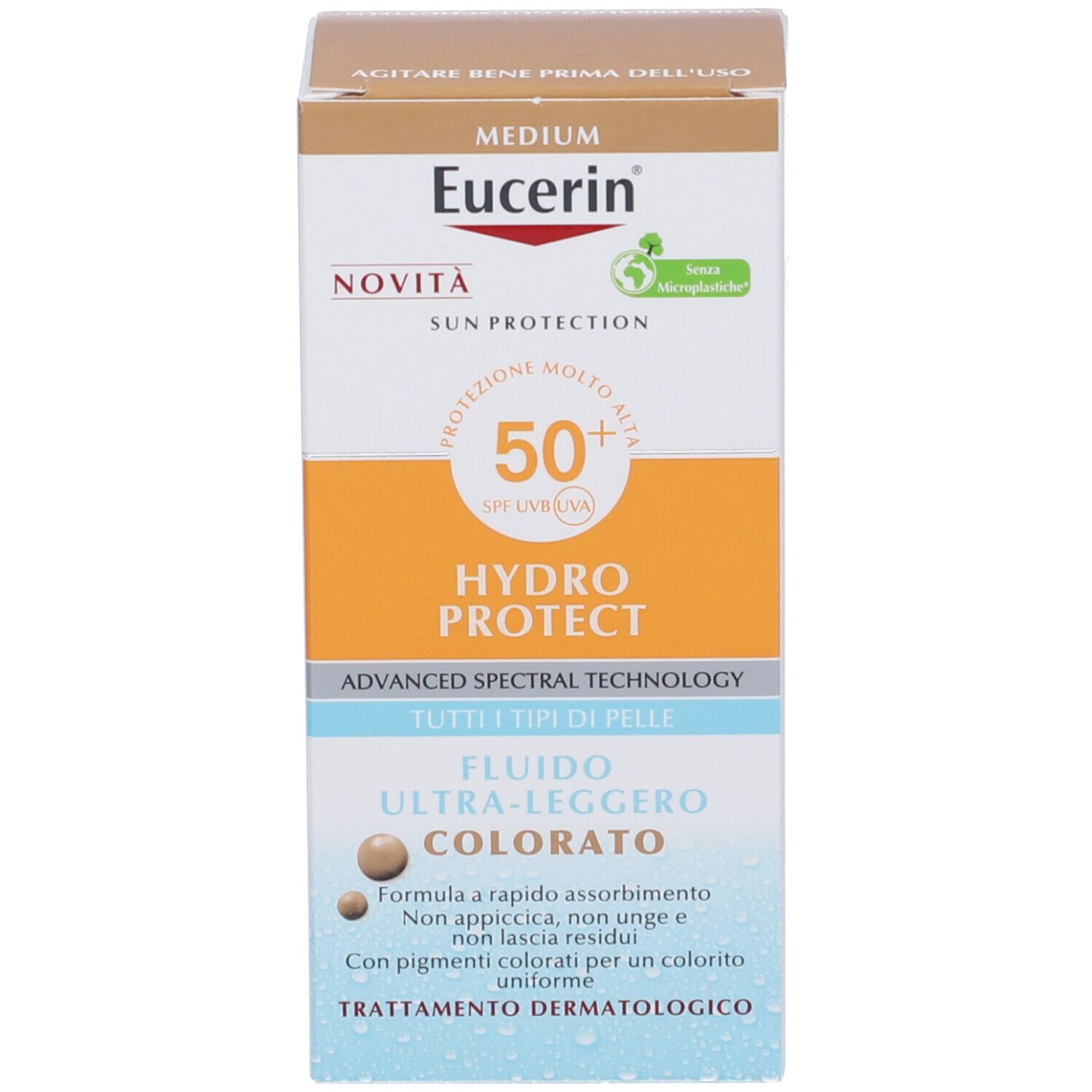 Eucerin Hydro Protect Fluido Ultra-Leggero Colorato SPF50+ Tonalità Media - risparmia il 10% con il codice: eucerin10