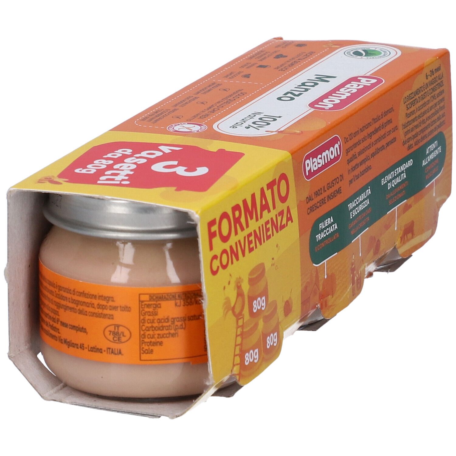 Plasmon Omogeneizzato Manzo E Cereale 3 Pezzi Da 80 G