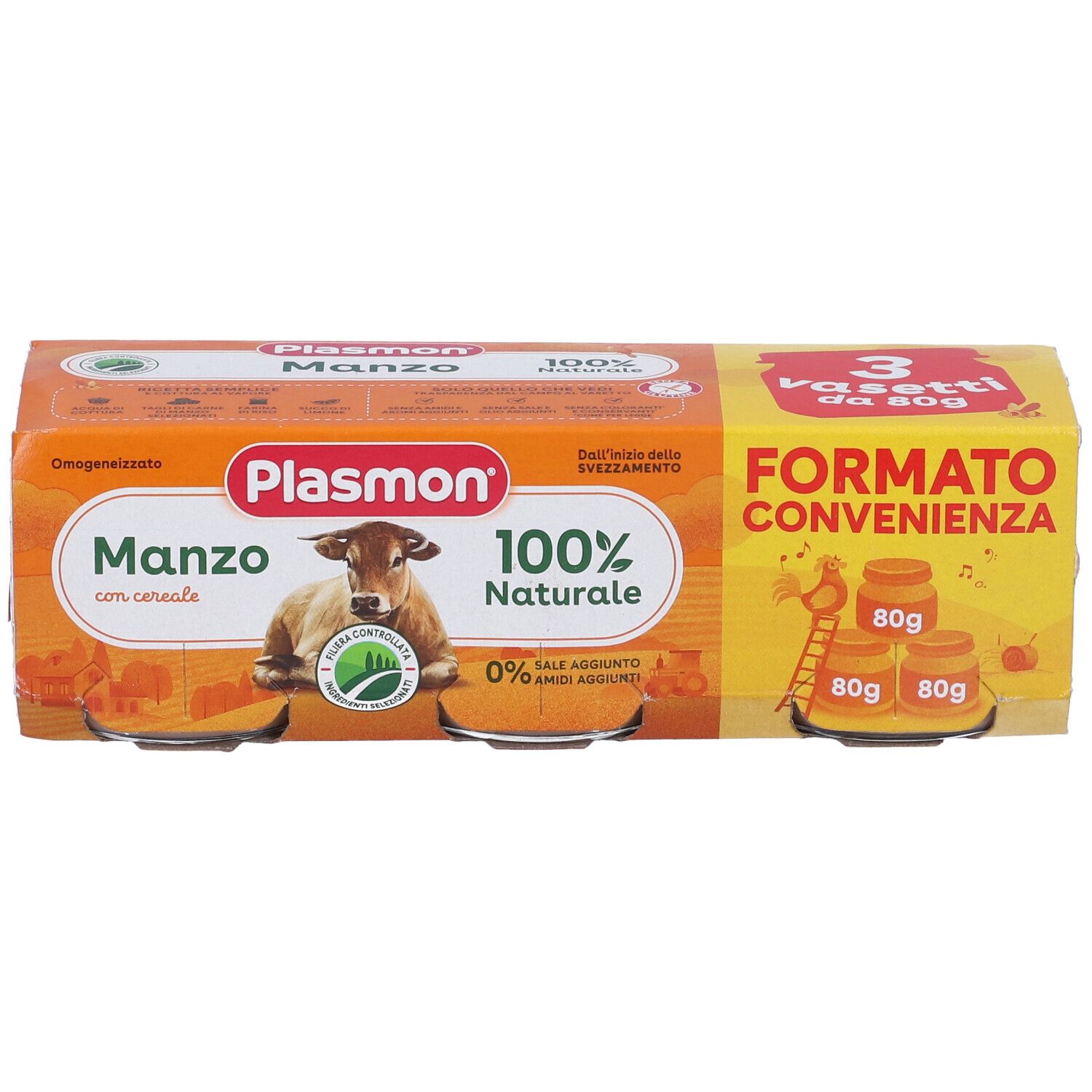 Plasmon Omogeneizzato Manzo E Cereale 3 Pezzi Da 80 G