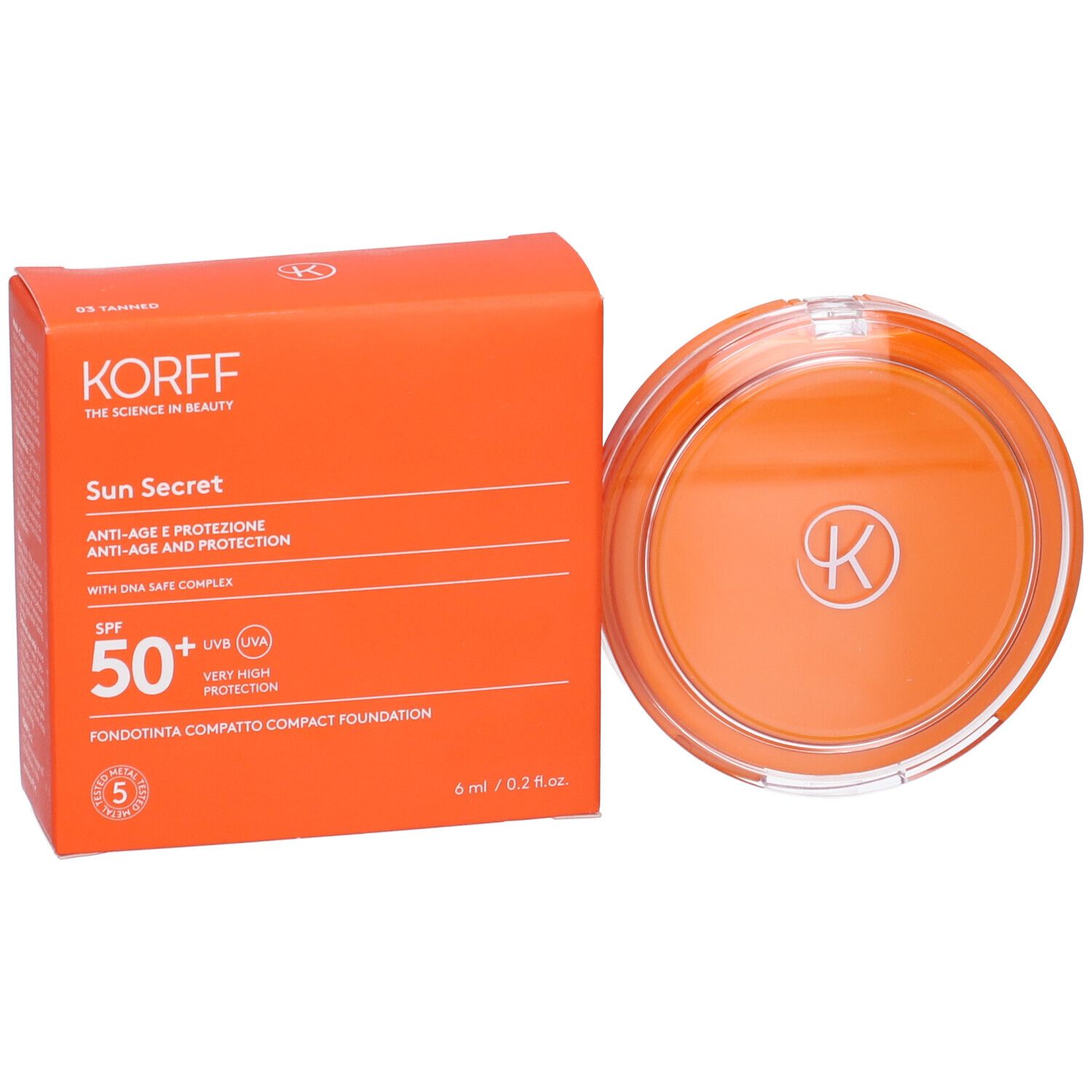 Korff Sun Secret Fondotinta Compatto Solare SPF50+ 03 Tonalità Tanned