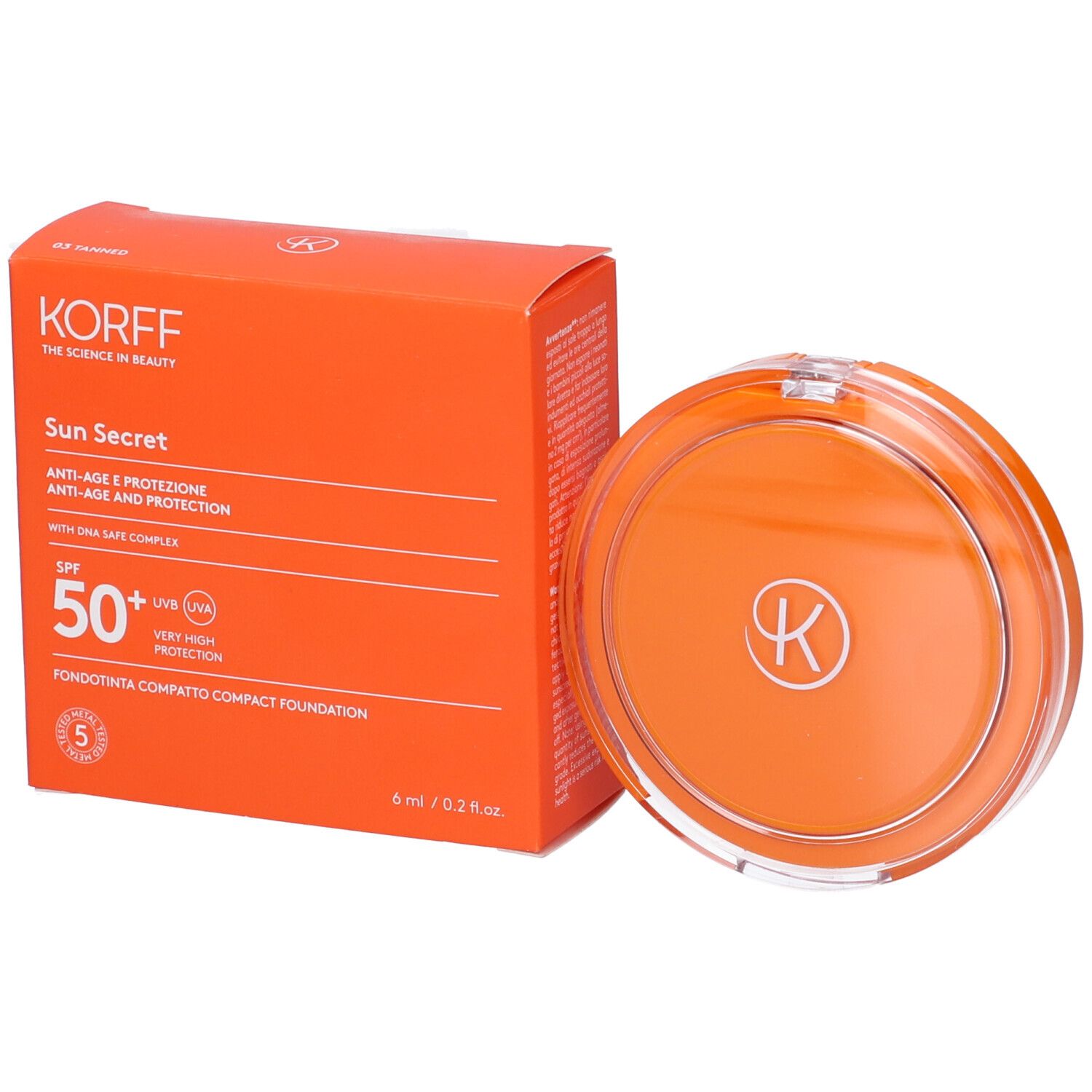 Korff Sun Secret Fondotinta Compatto Solare SPF50+ 03 Tonalità Tanned