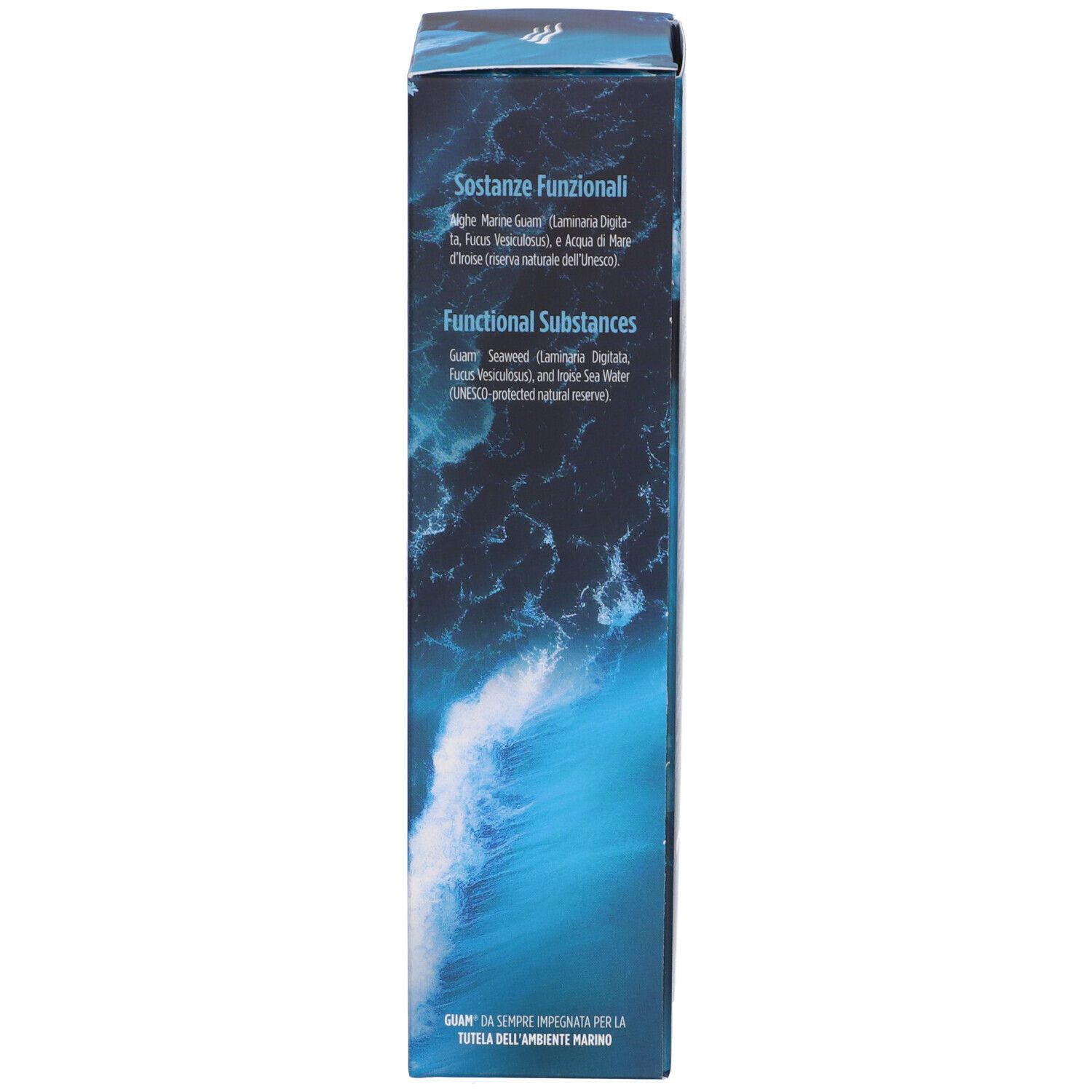 Retro della scatola. Testo sugli ingredienti. Logo. Testo sulla protezione ambientale.