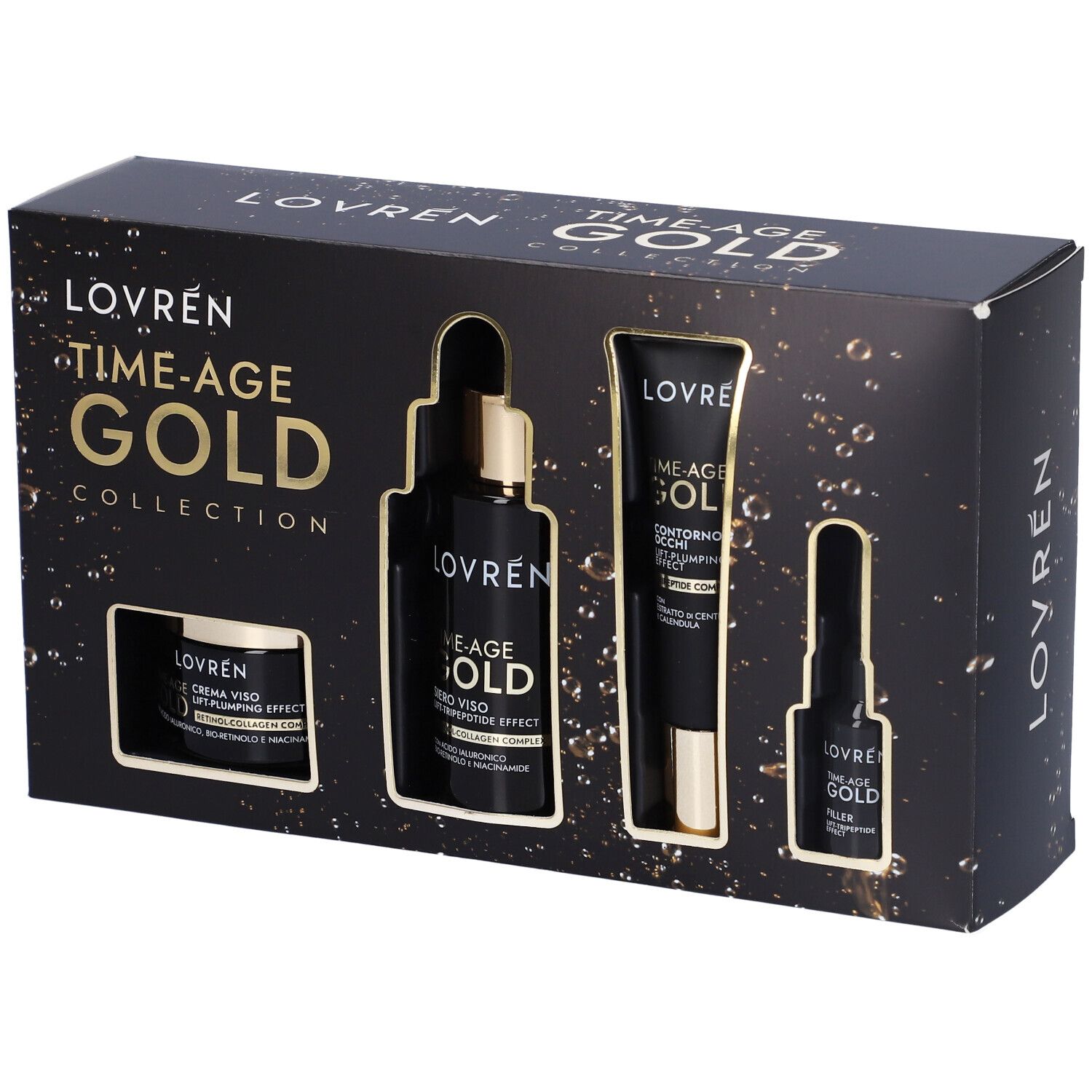 Lovrén Cofanetto Regalo Box Time-Age Gold Crema Viso Lift-Plumping Effect + Siero Viso + Contorno Occhi + Filler Time-Age Gold Omaggio