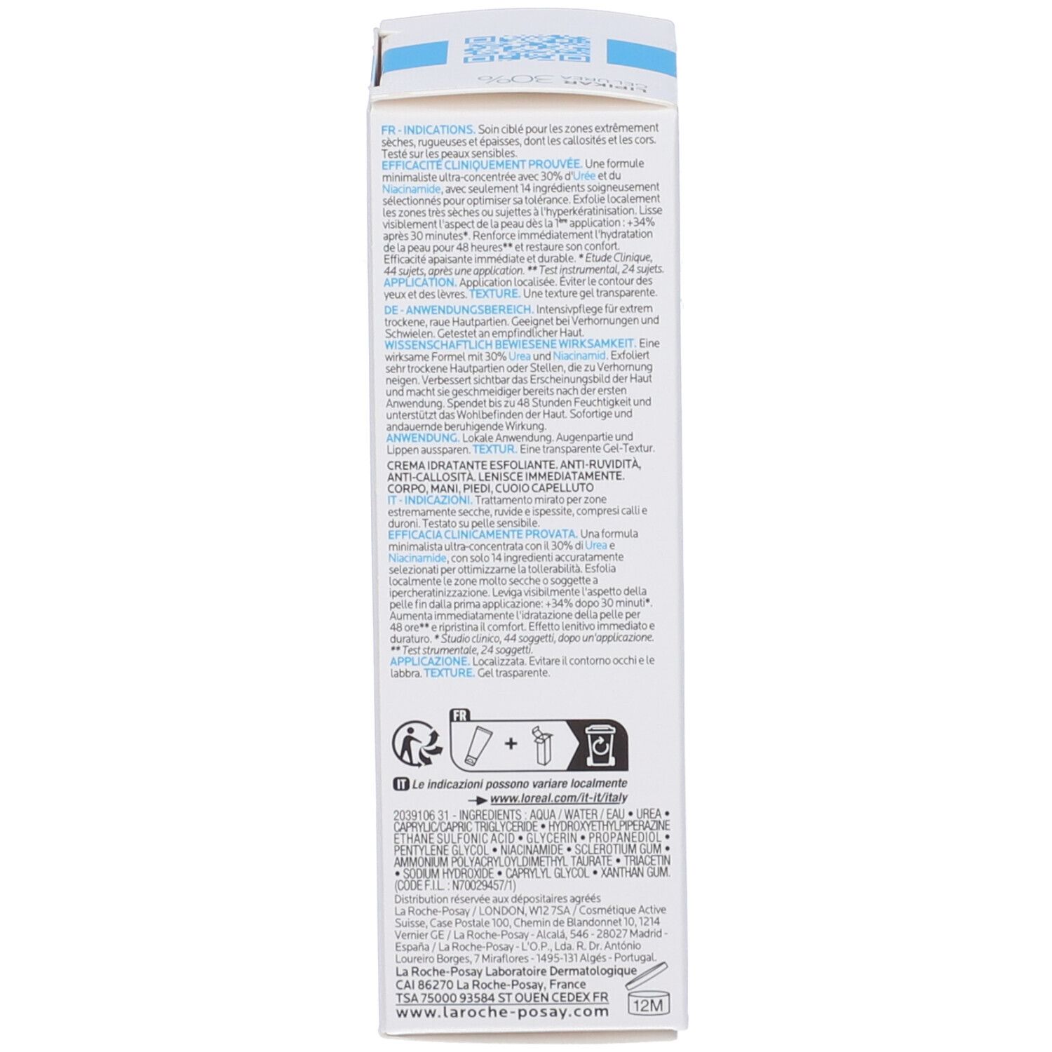 La Roche-Posay Lipikar Gel Urea 30% idratante esfoliante con Urea 30% e Niacinamide 50ml