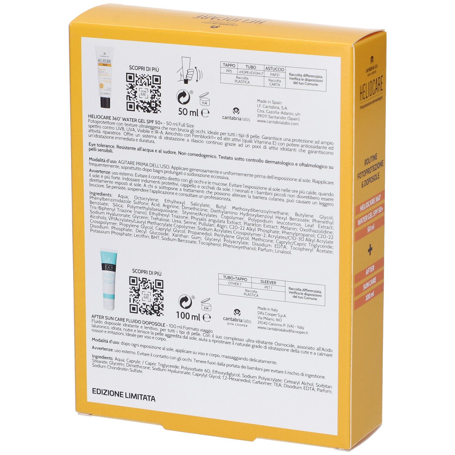 Heliocare 360° Water Gel SPF50+ + After Sun Care Formato Viaggio