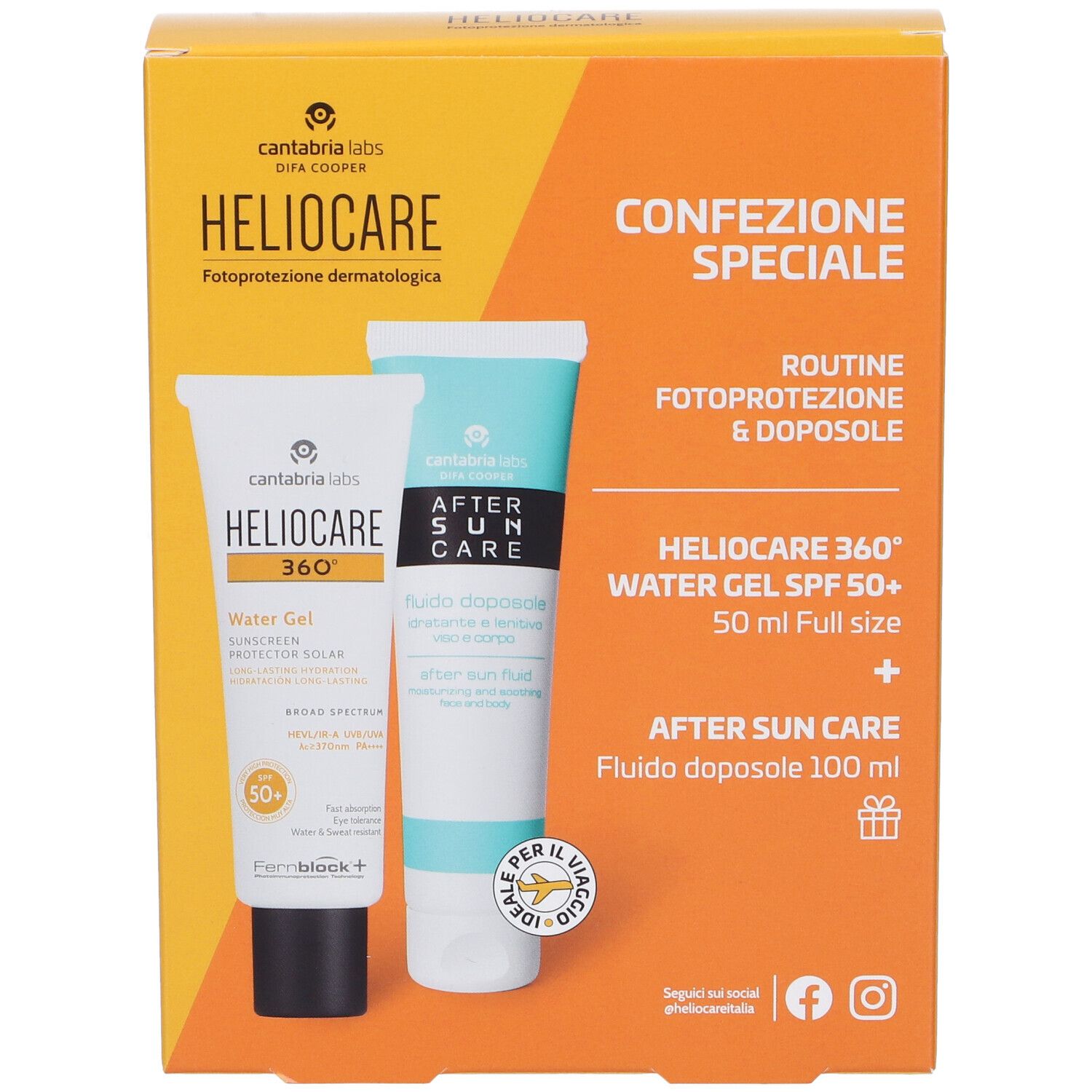 Heliocare 360° Water Gel SPF50+ + After Sun Care Formato Viaggio