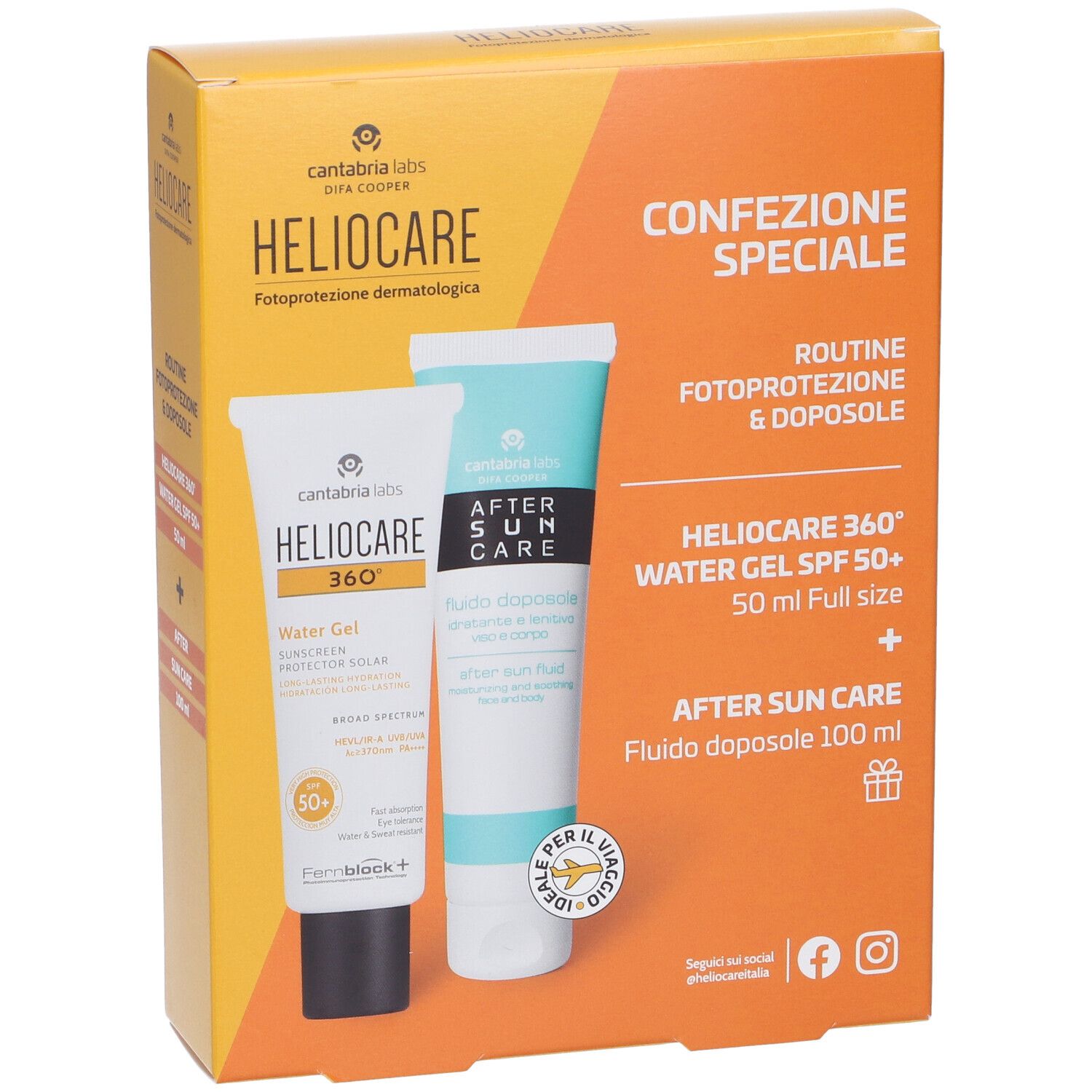 Heliocare 360° Water Gel SPF50+ + After Sun Care Formato Viaggio