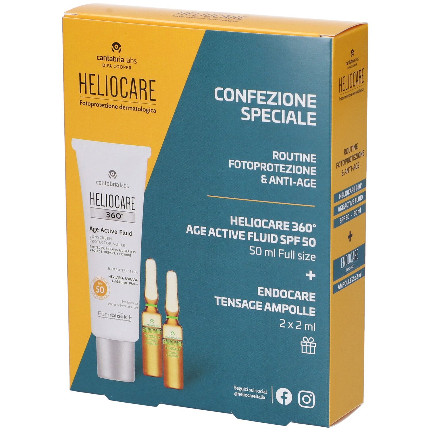 Heliocare 360° Age Active Fluid SPF50 + Endocare Tensage Ampolle 2x2ml